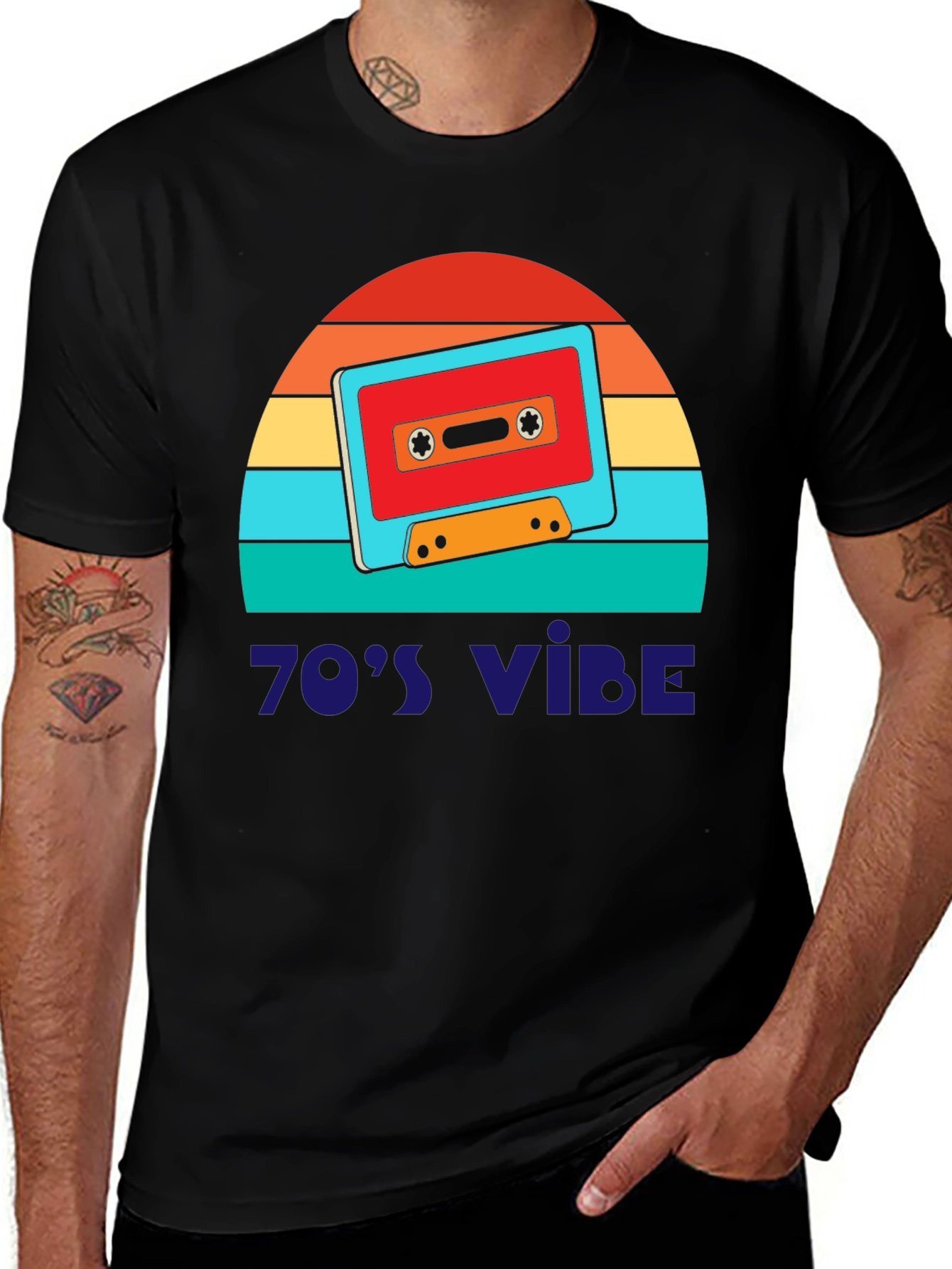 Black Retro 70's Vibe Graphic Tee main image
