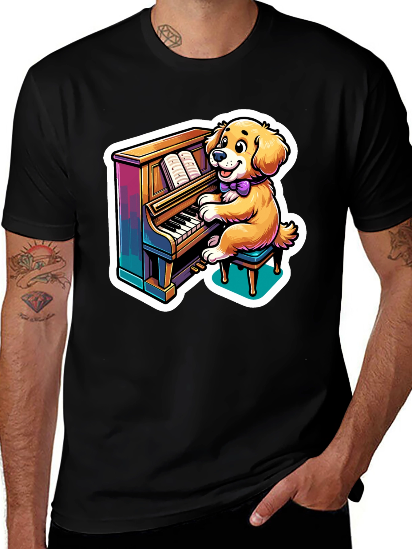Variant 16 of Dog Playing Piano T-Shirt