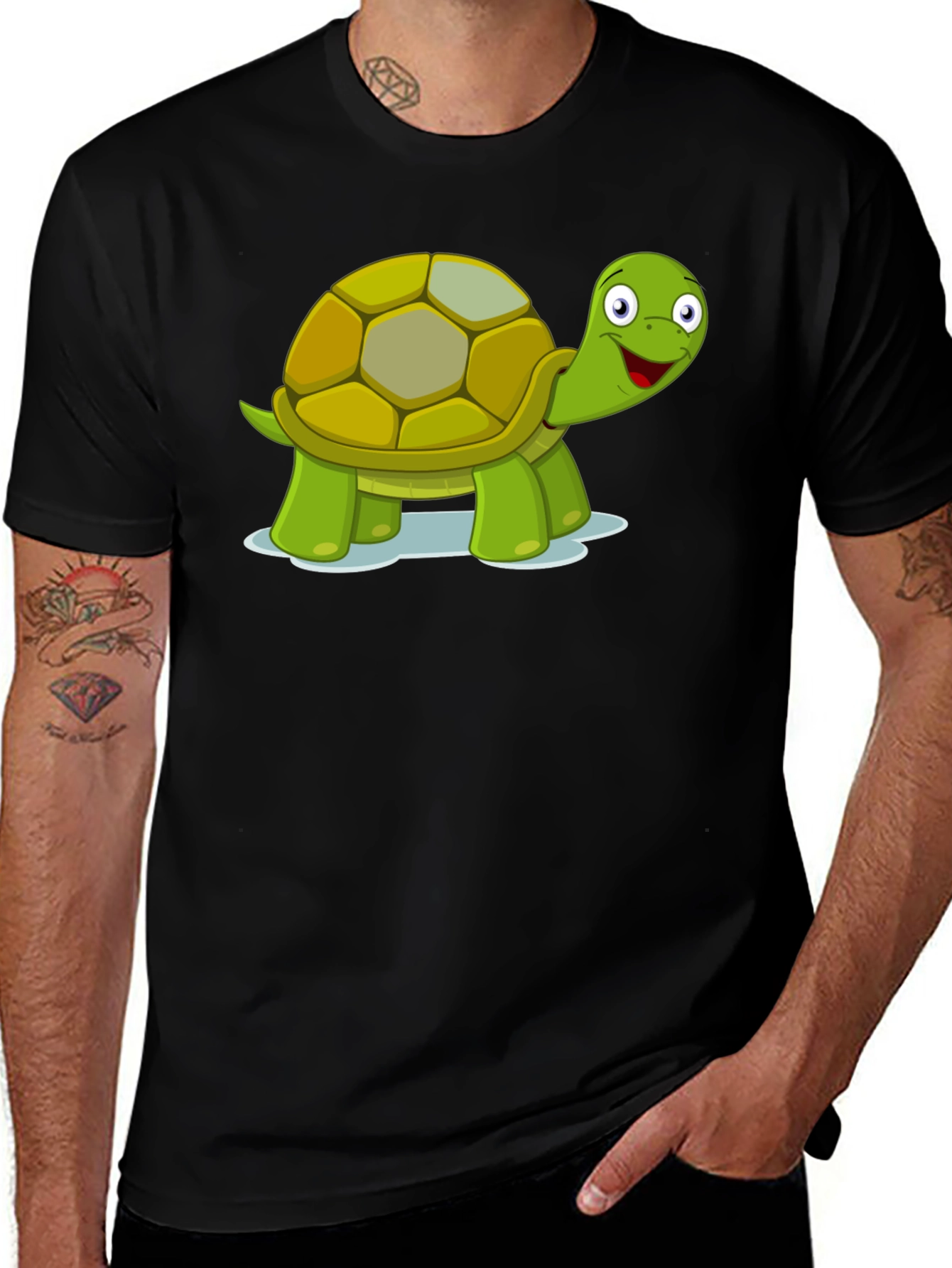 Variant 13 of Turtle Cartoon Black T-Shirt