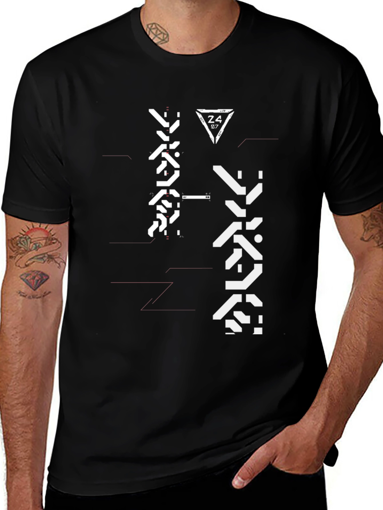 Variant 15 of Techwear Graphic Tee - Black, Futuristic Design