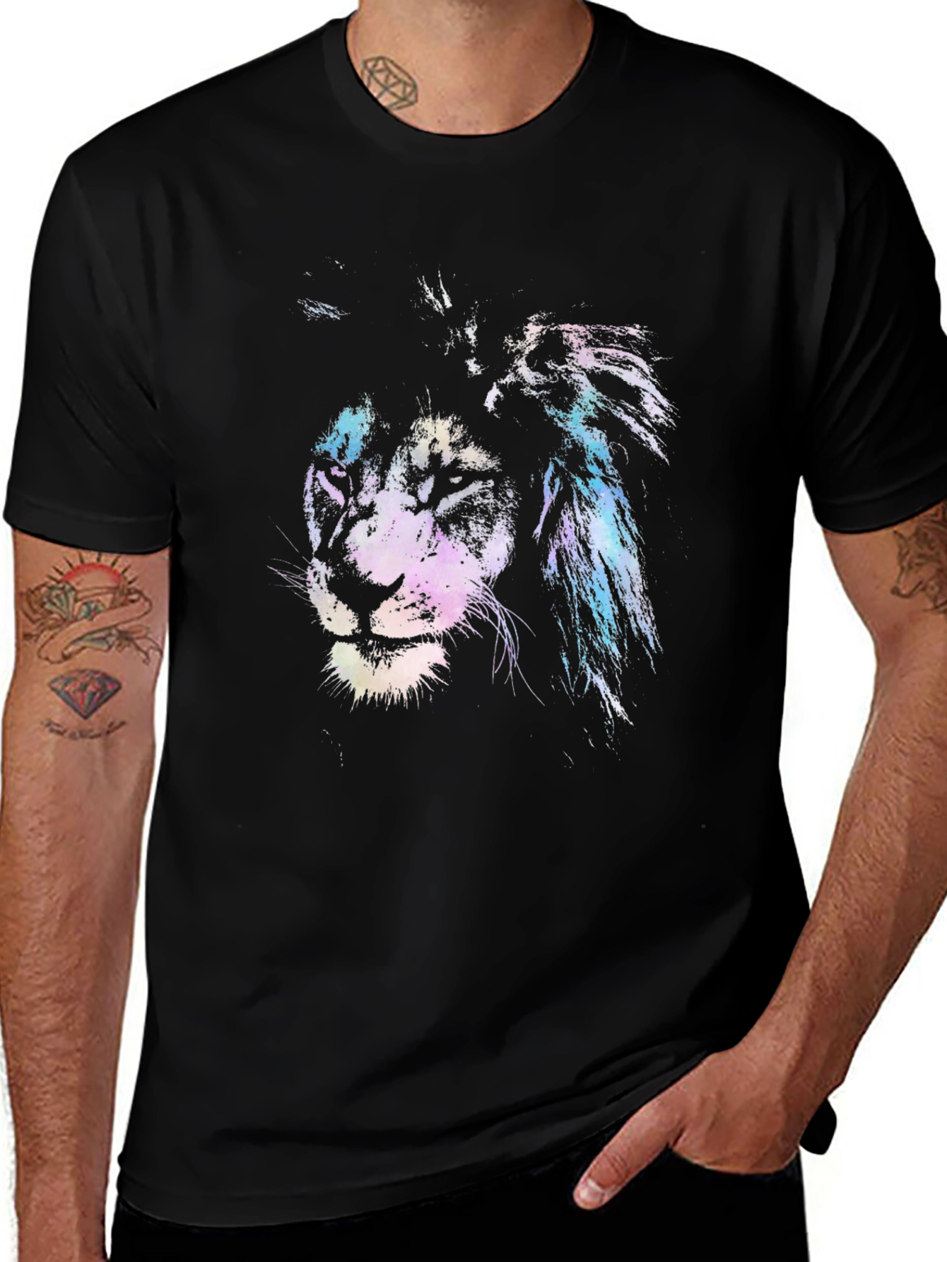 Variant 11 of Lion Graphic Print Crew Neck T-Shirt