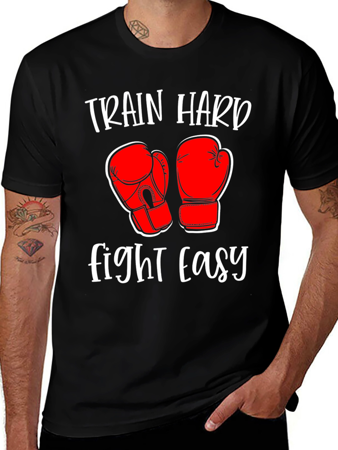 Variant 5 of Train Hard Fight Easy Boxing Gloves T-Shirt