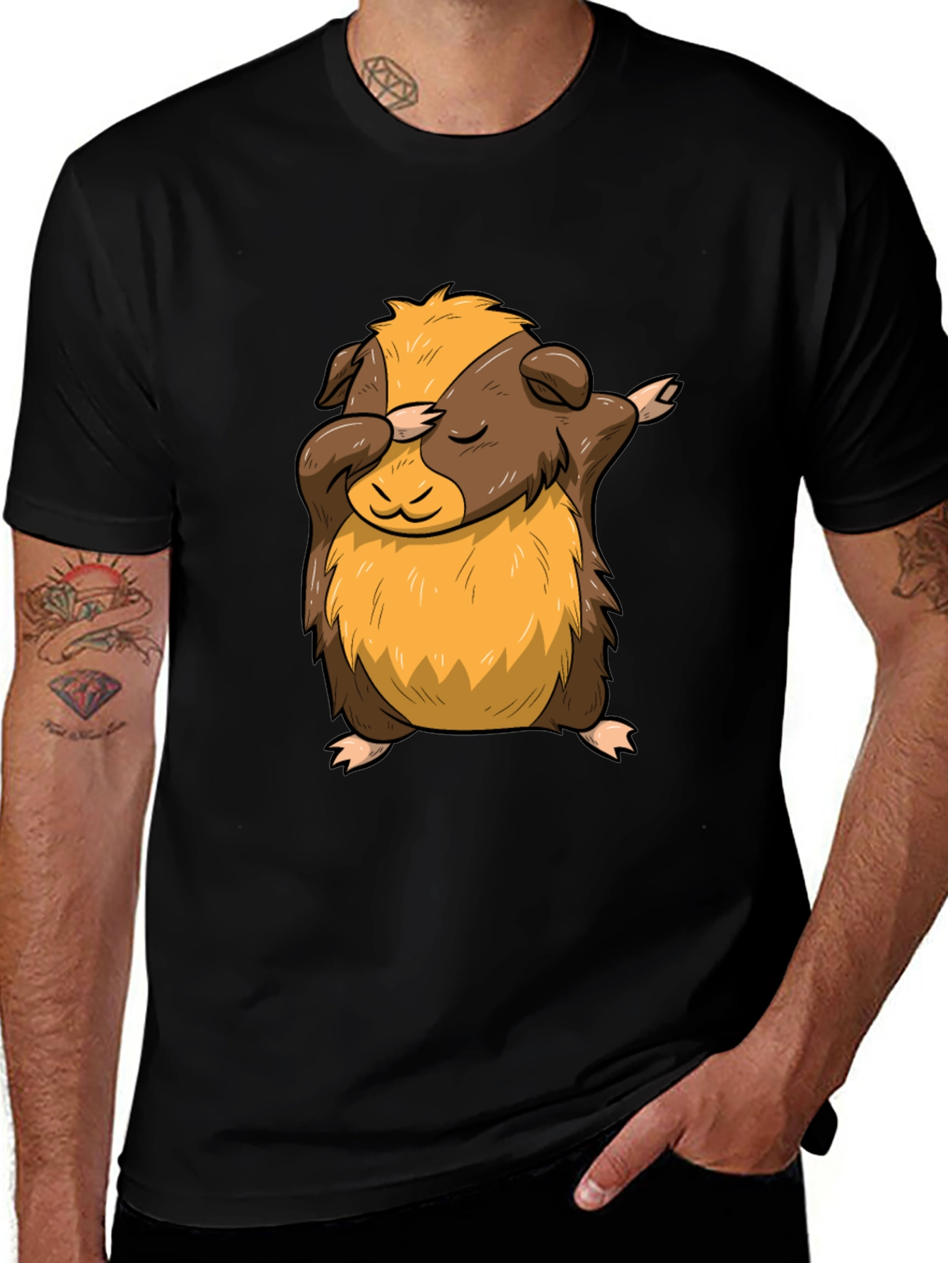 Variant 24 of Dabbing Guinea Pig Black T-Shirt - Fun Pet Lover Tee