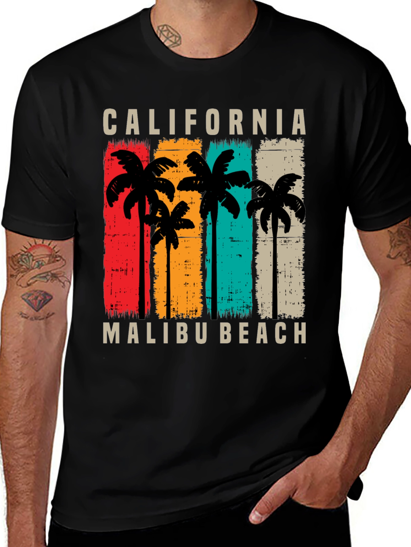 Variant 20 of California Malibu Beach T-Shirt Palm Tree Graphic Tee
