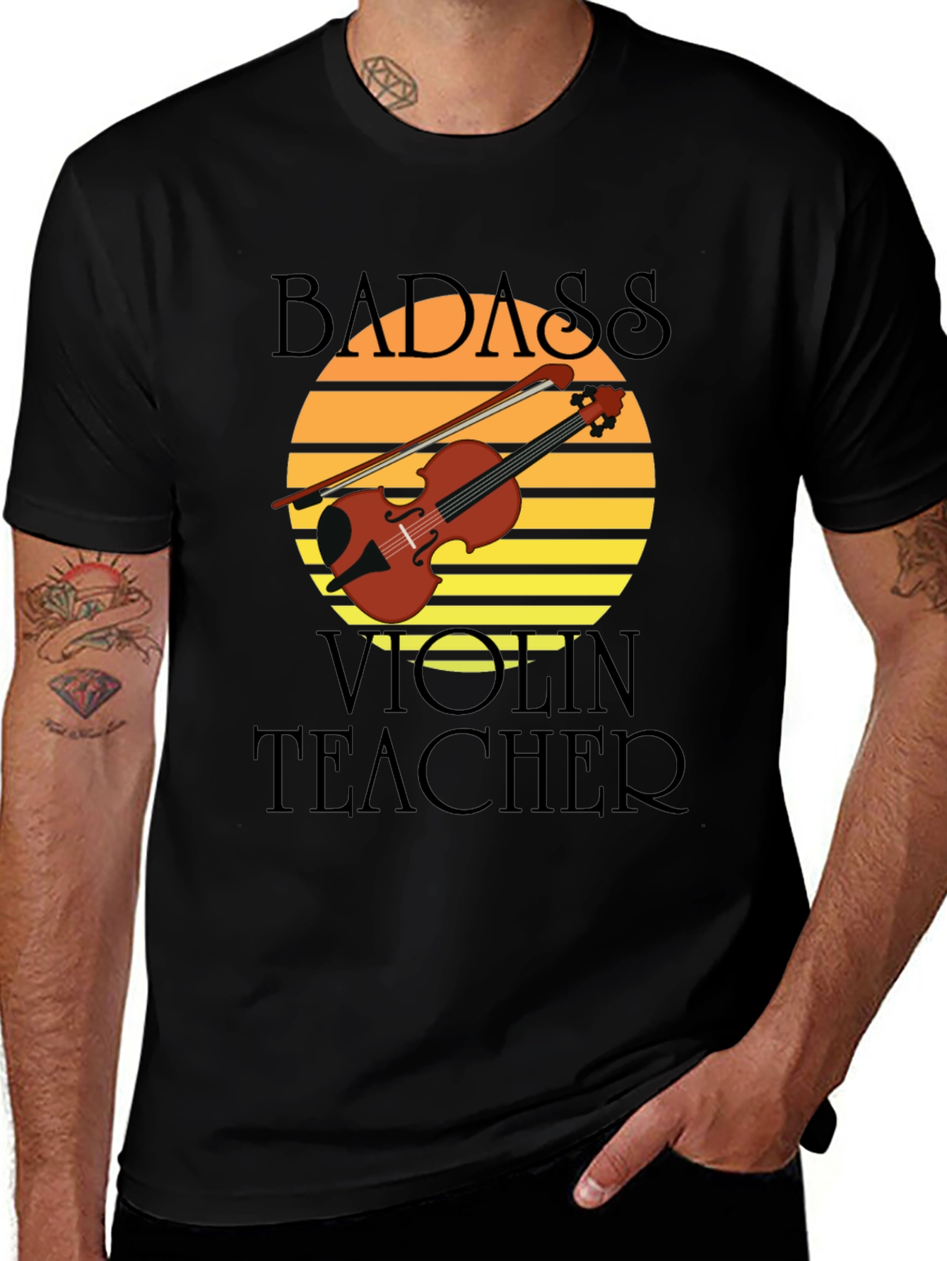 Variant 6 of Badass Violin Teacher Graphic T-Shirt