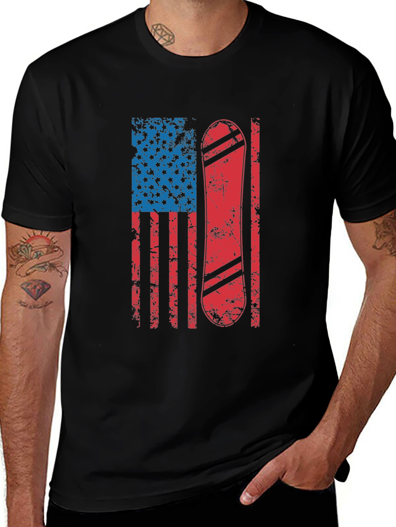 Variant 28 of American Flag Snowboard T-Shirt