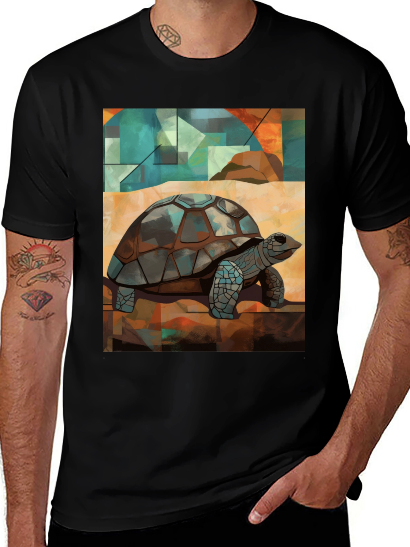 Variant 24 of Geometric Turtle Graphic T-Shirt - Stylish Artistic Design