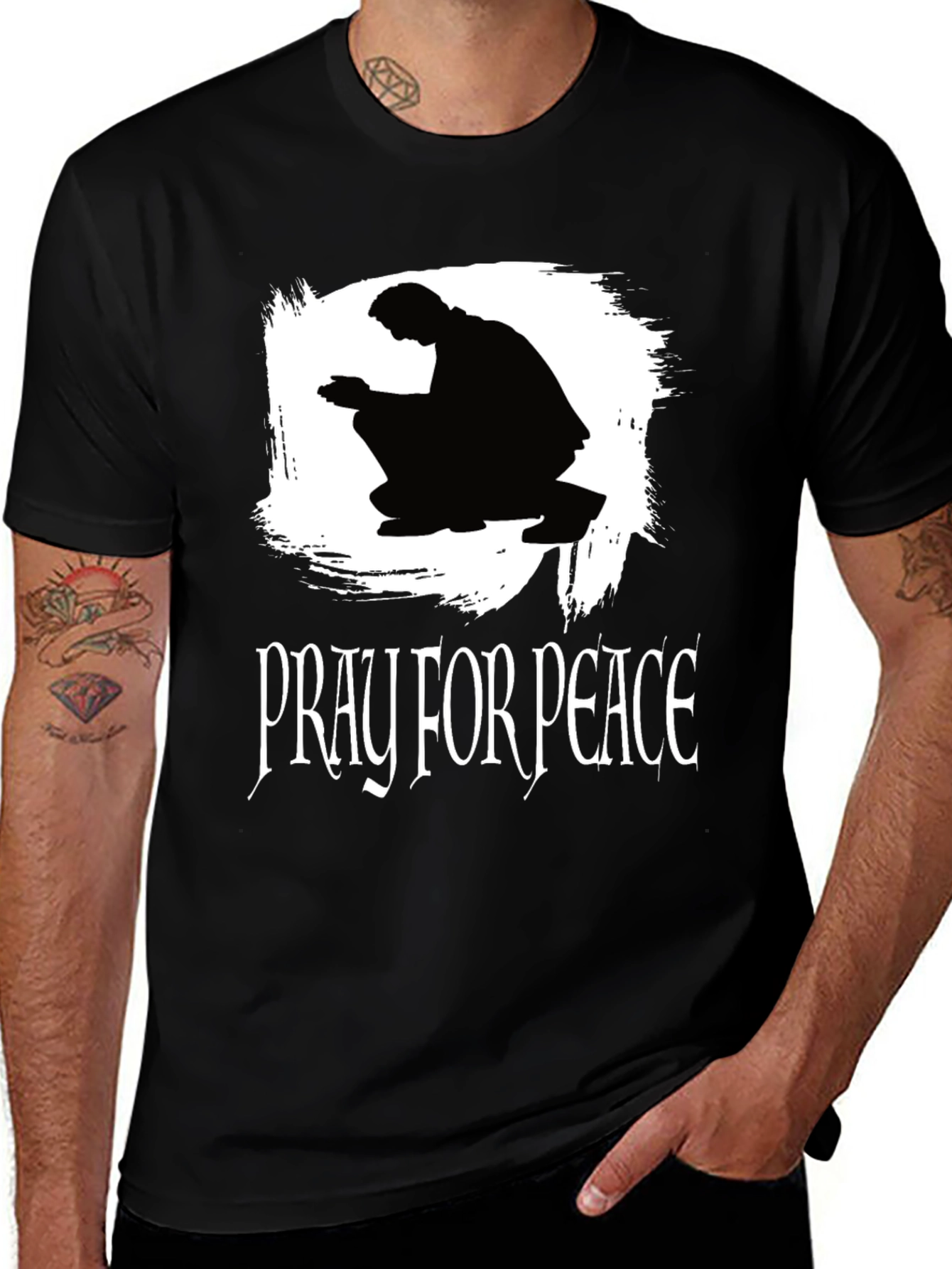 Variant 30 of Pray for Peace Black Graphic T-Shirt