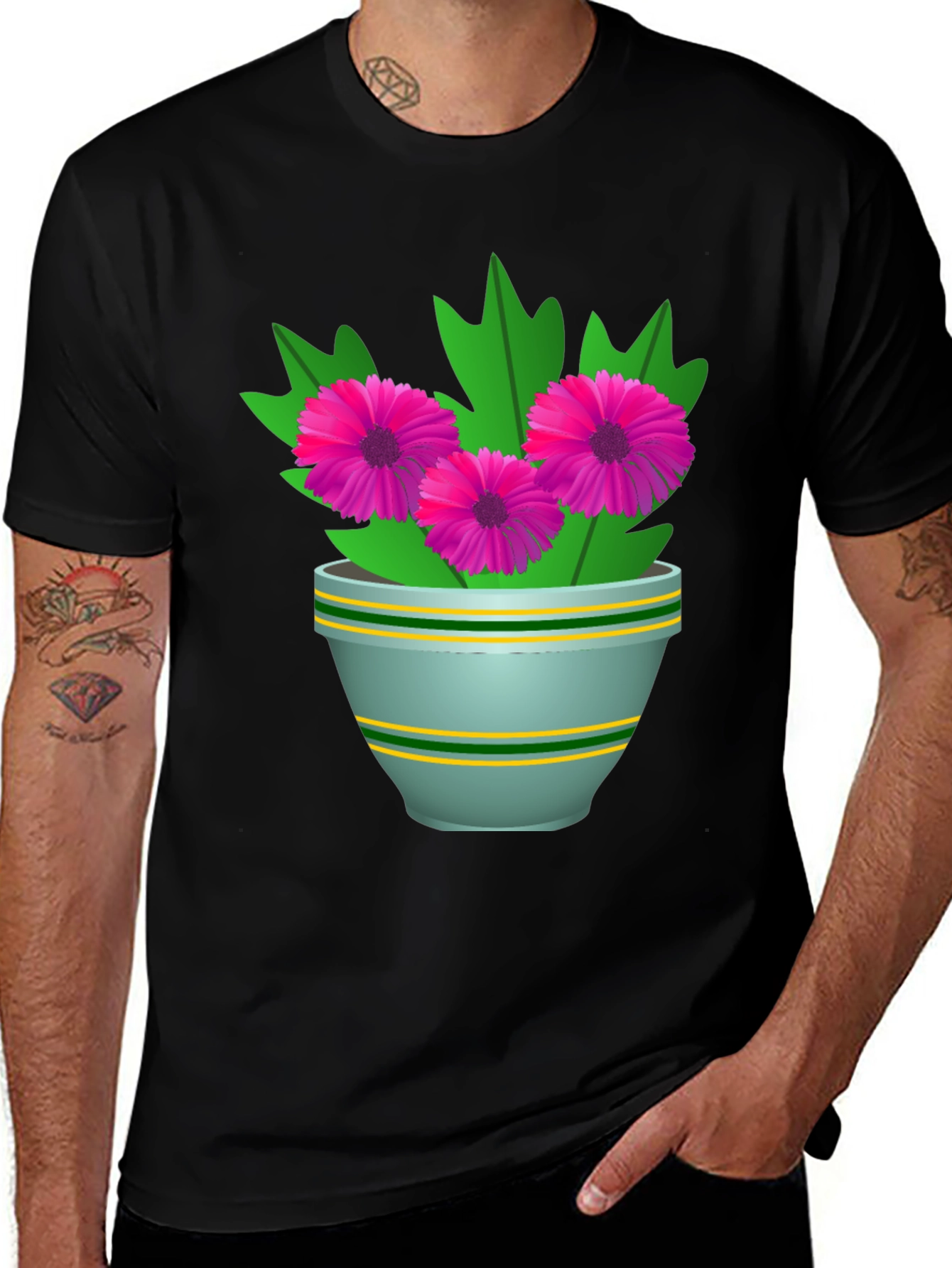 Variant 15 of Floral Graphic Tee - Stylish Flower Pot Design