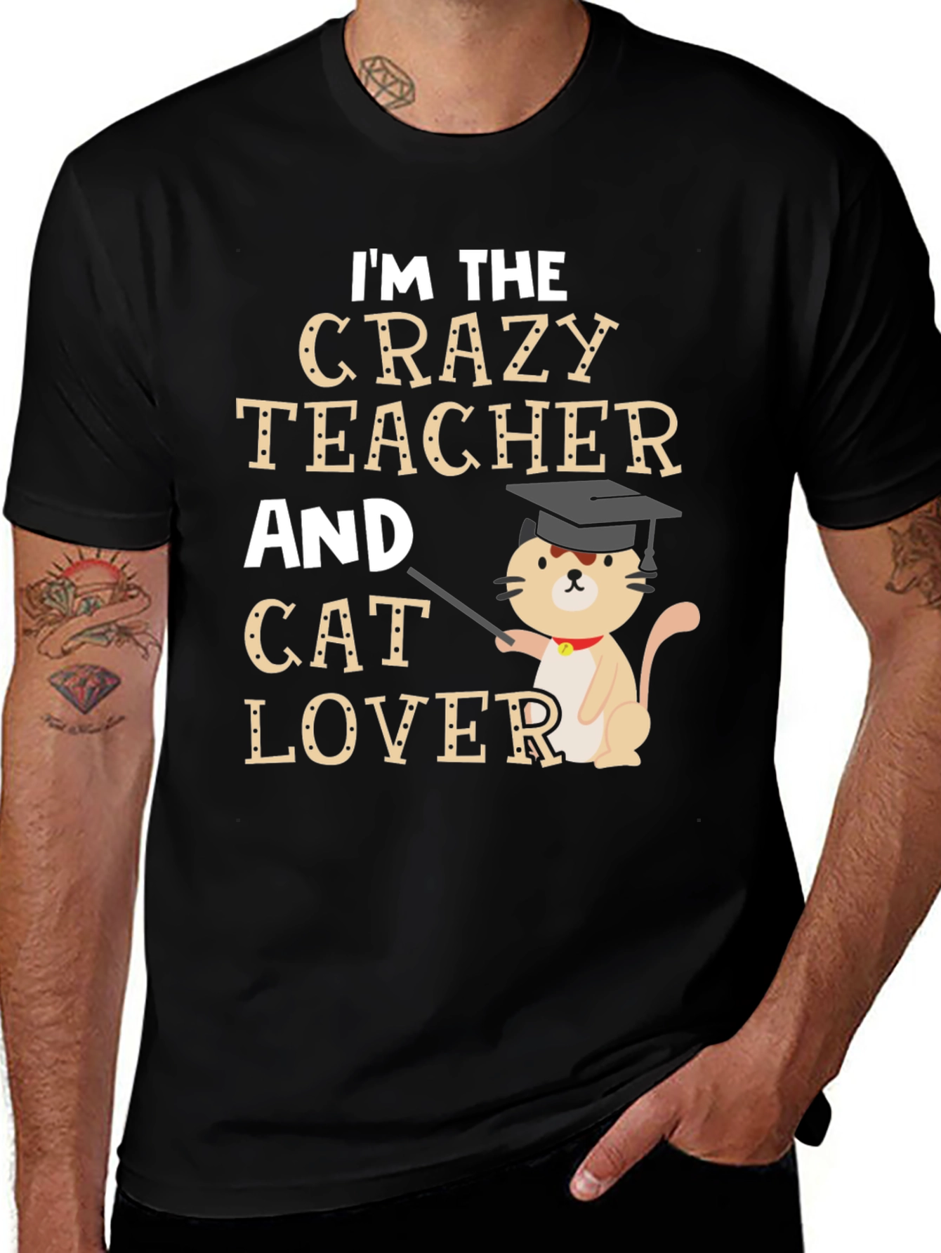 Variant 7 of Crazy Teacher Cat Lover Graphic Tee