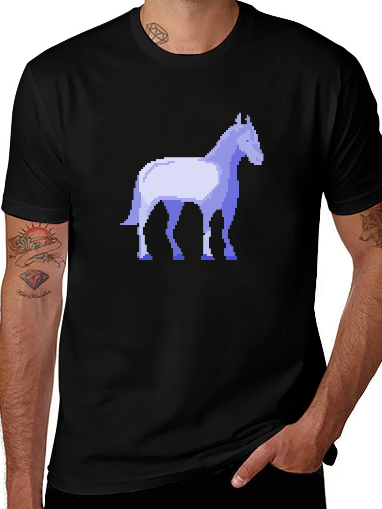 Variant 6 of Pixel Horse Black T-Shirt - Retro Gaming Style