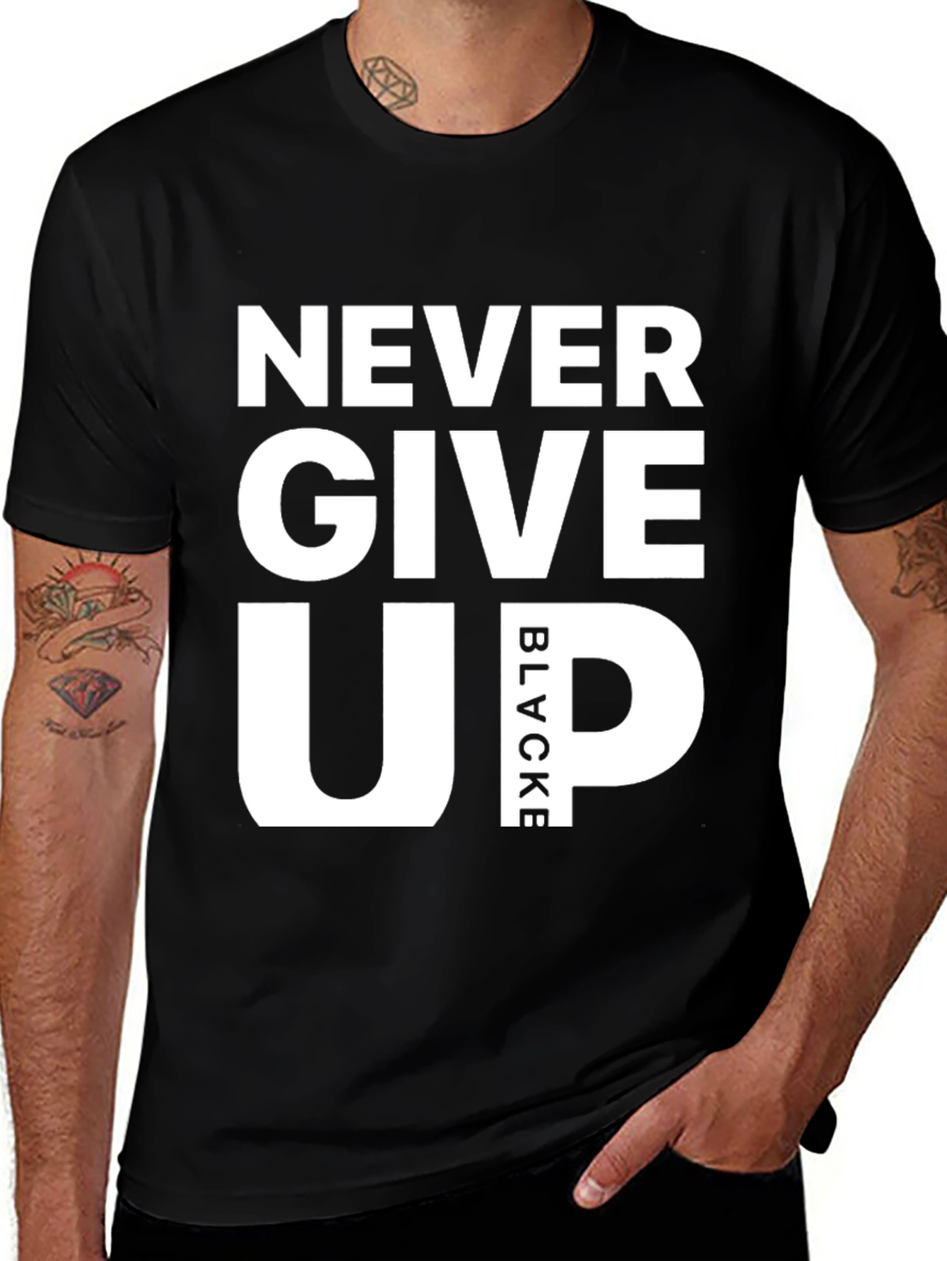 Variant 22 of Never Give Up Graphic Tee - Black