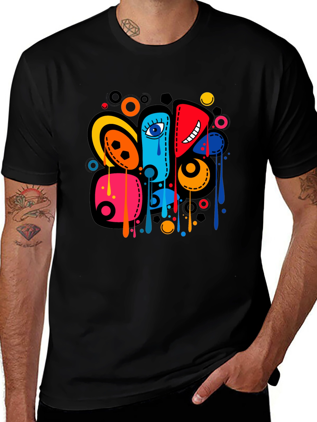 Variant 21 of Abstract Graphic Print Black T-Shirt