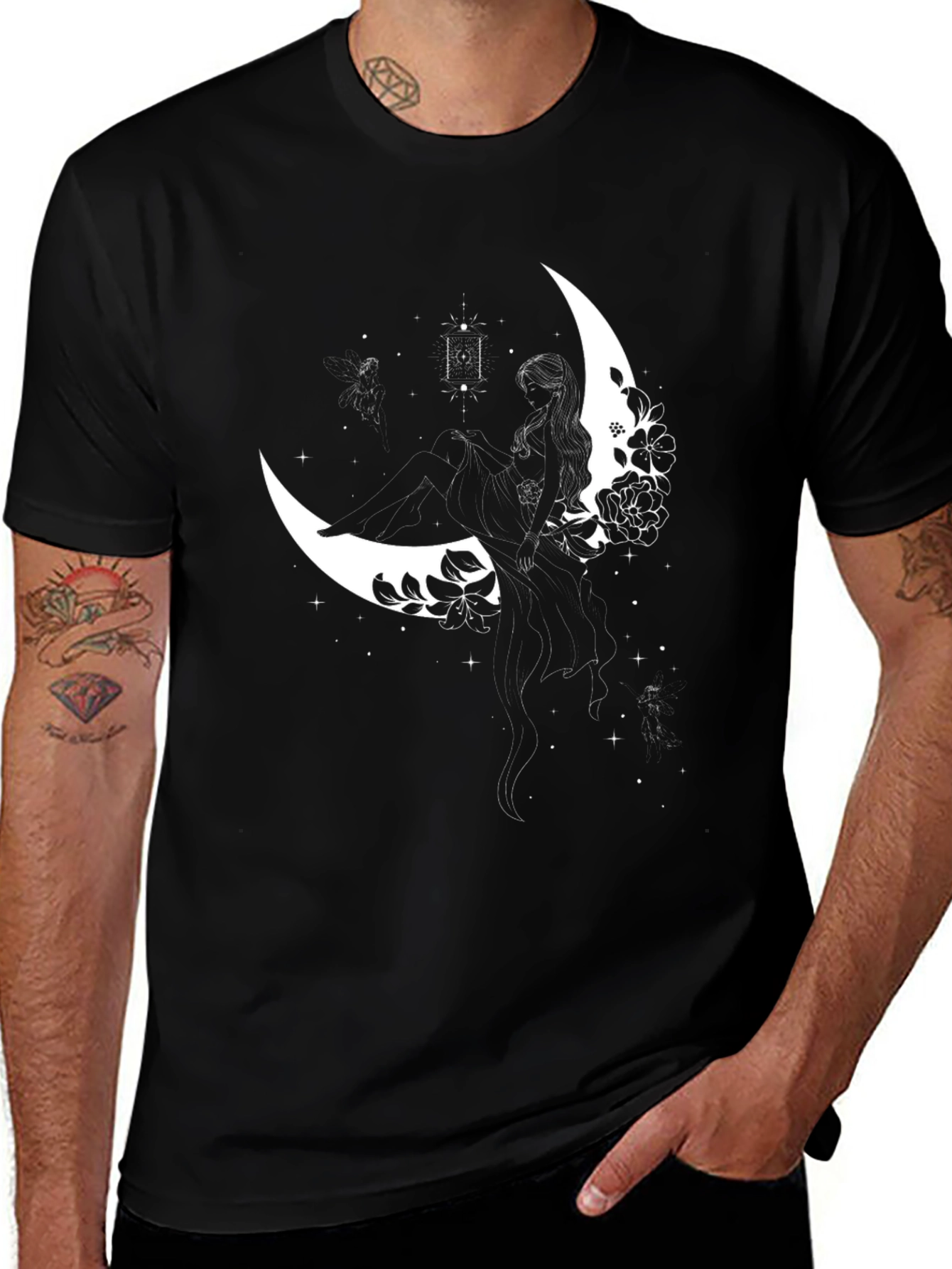 Variant 30 of Celestial Moon Goddess Black T-Shirt