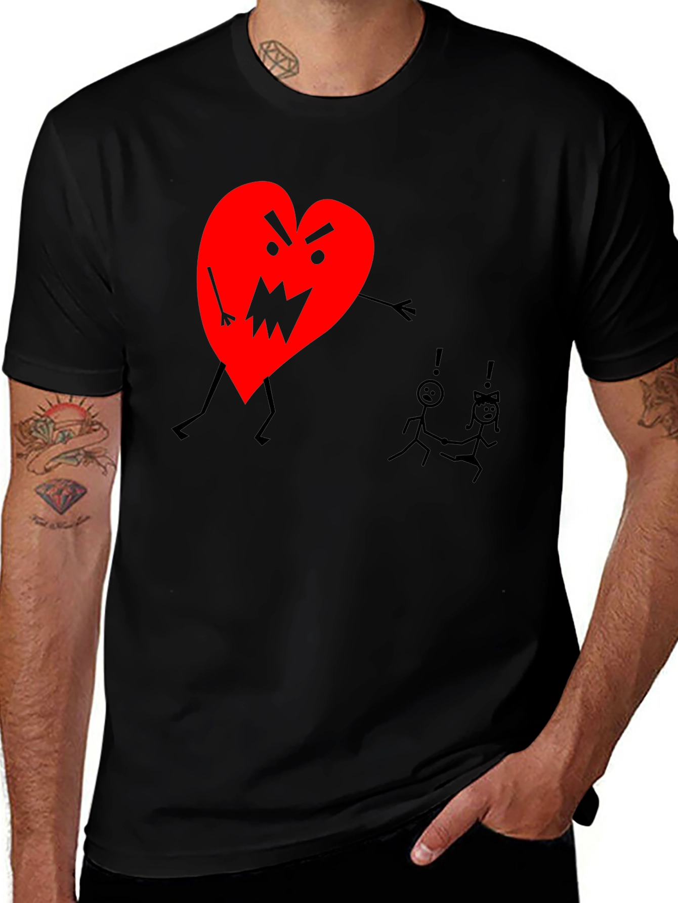 Variant 30 of Angry Heart Graphic T-Shirt - Novelty Black Tee