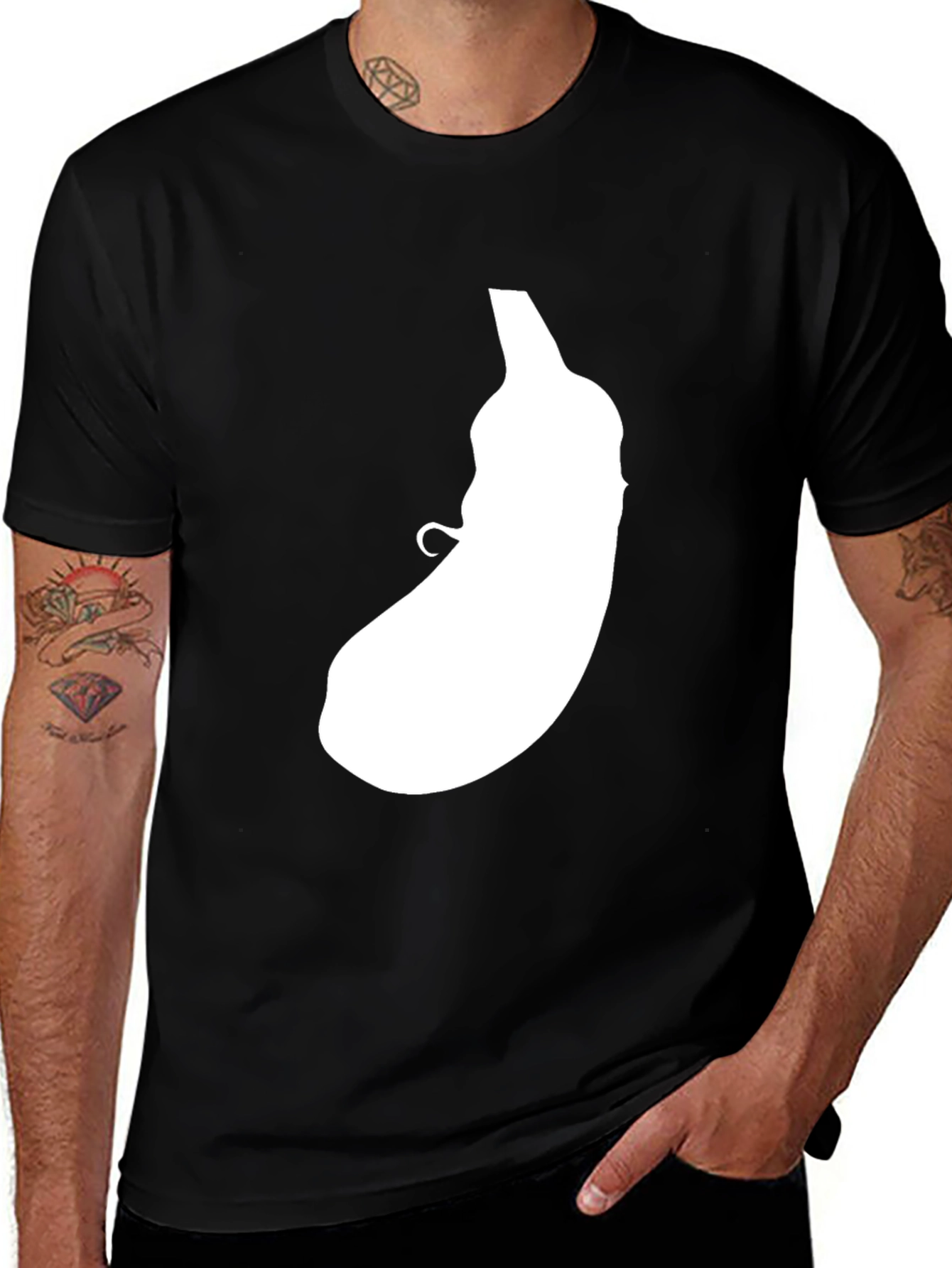 Variant 11 of Eggplant Graphic Tee - Black Casual T-Shirt