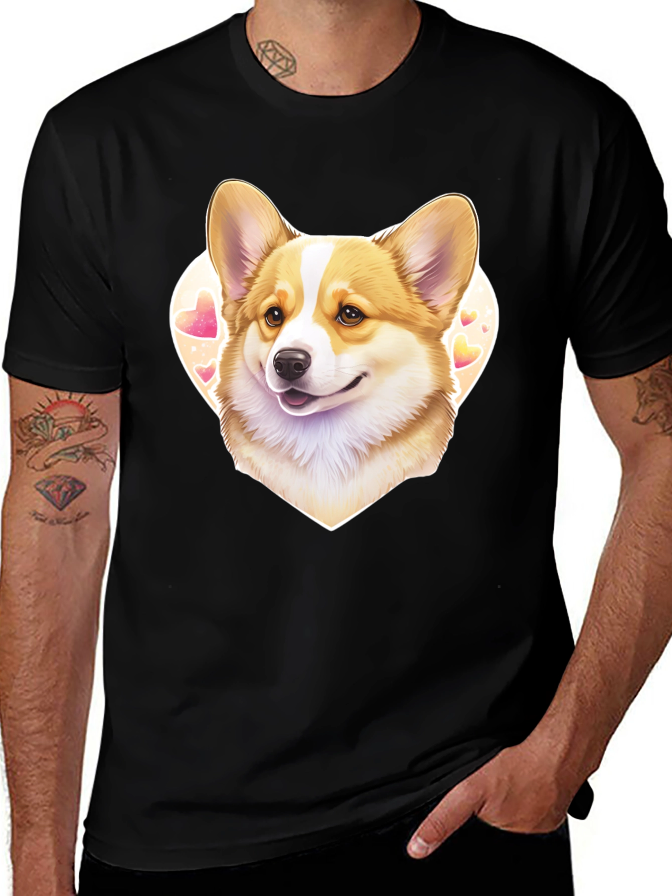 Variant 23 of Corgi Love Graphic Tee - Cute Dog Heart Design