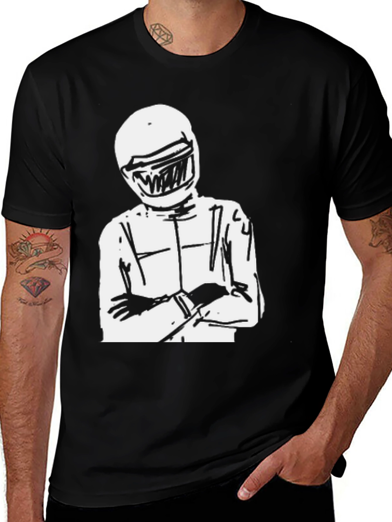 Variant 30 of Racer Graphic Tee - Black Cotton Blend