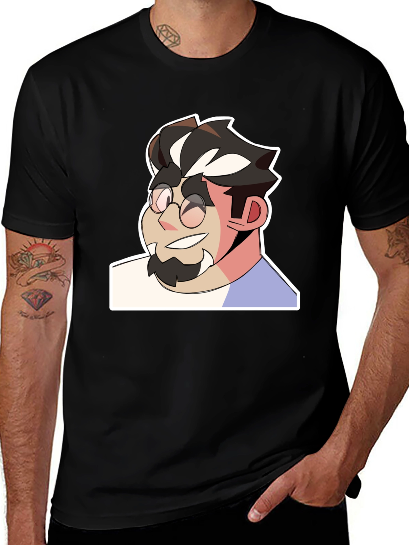 Variant 13 of Cartoon Character Graphic Print Black T-Shirt