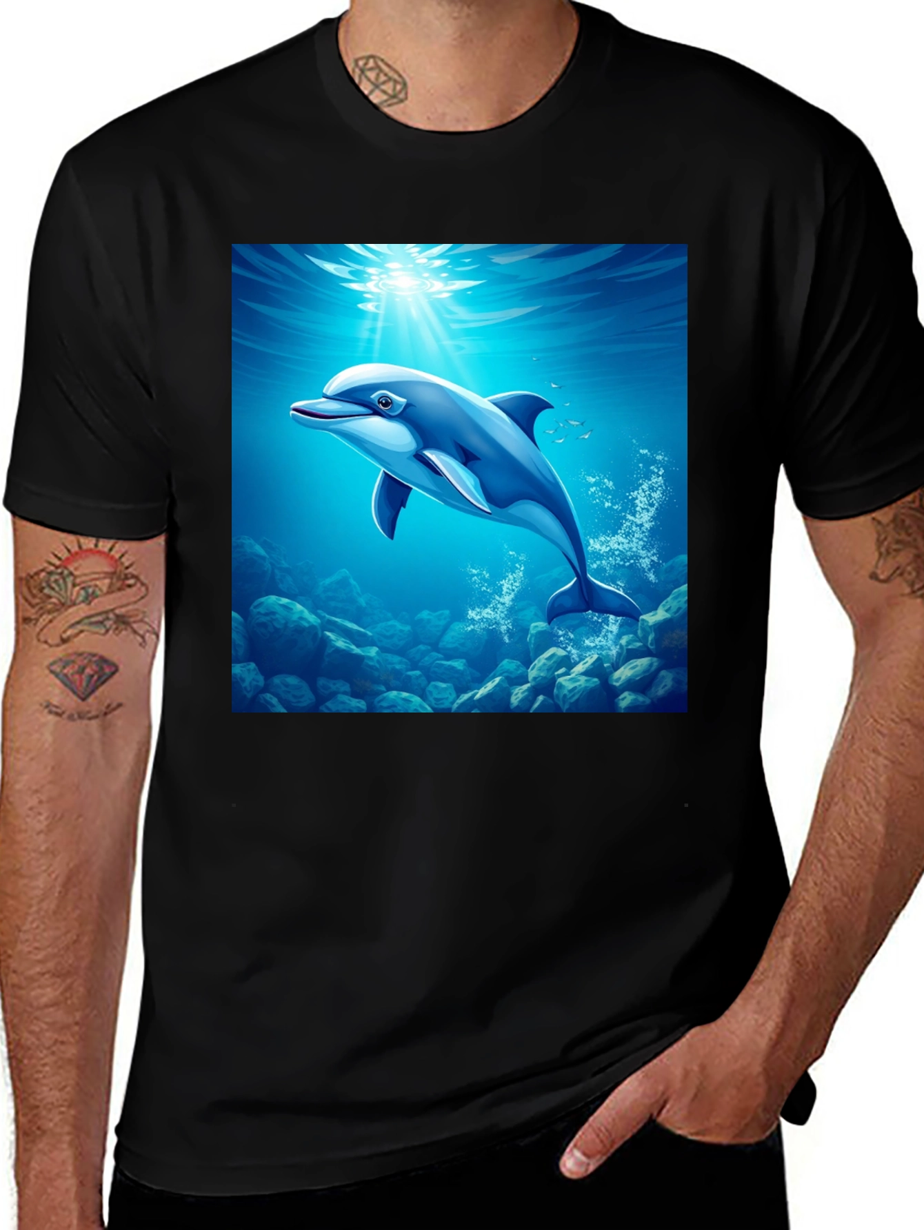 Variant 11 of Dolphin Graphic Black T-Shirt