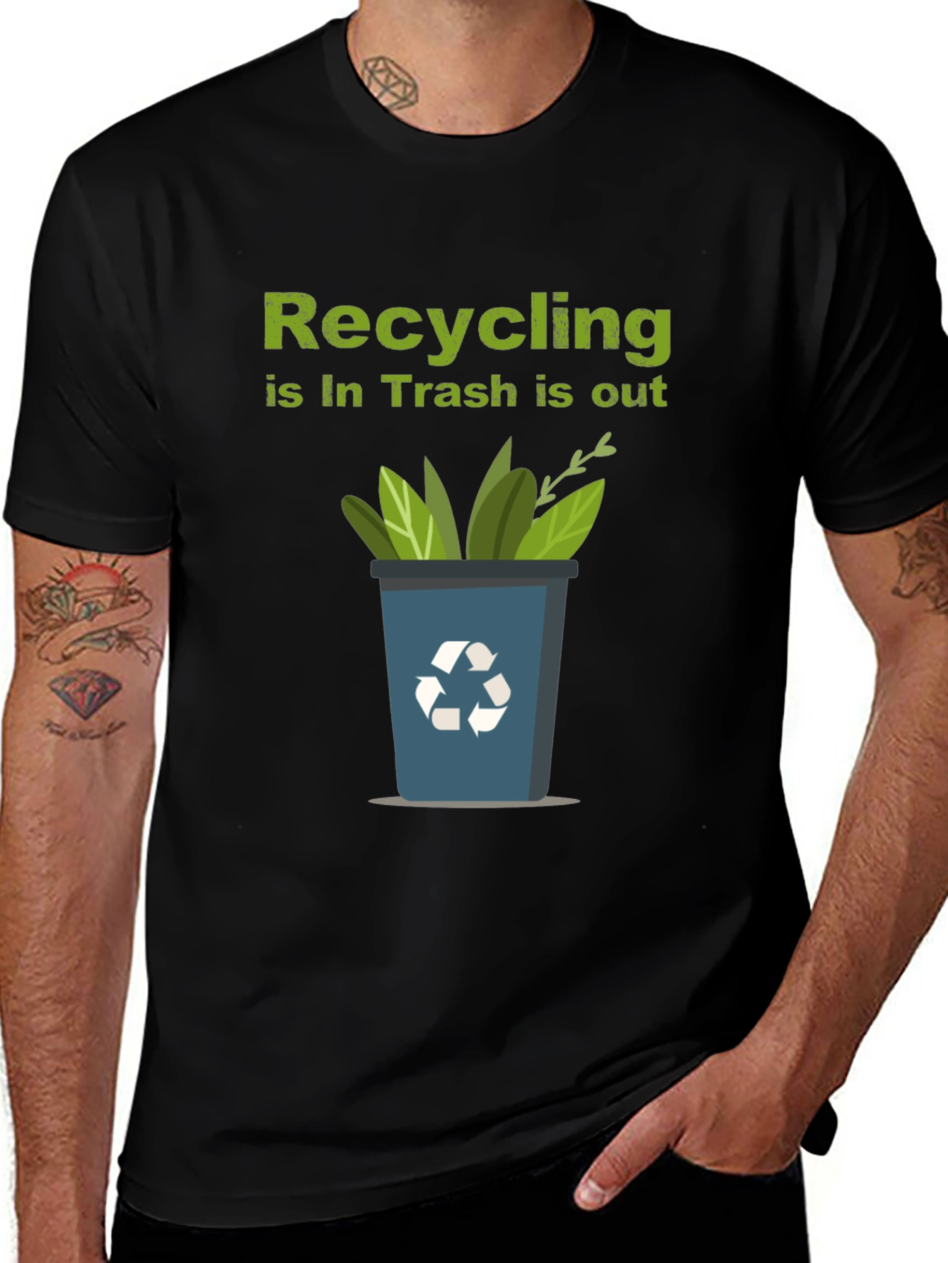 Variant 18 of Eco-Friendly Recycling T-Shirt - "Recycling is In, Trash is Out"