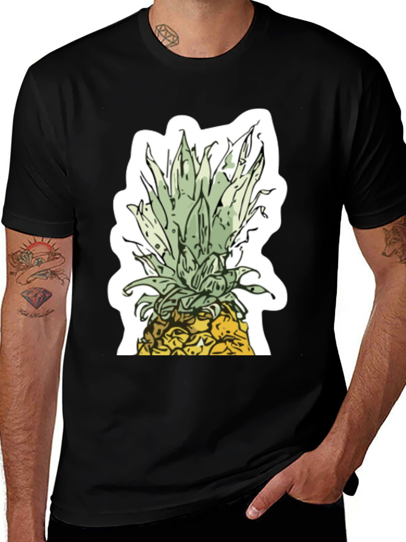 Variant 21 of Pineapple Graphic Black T-Shirt | Tropical Summer Style