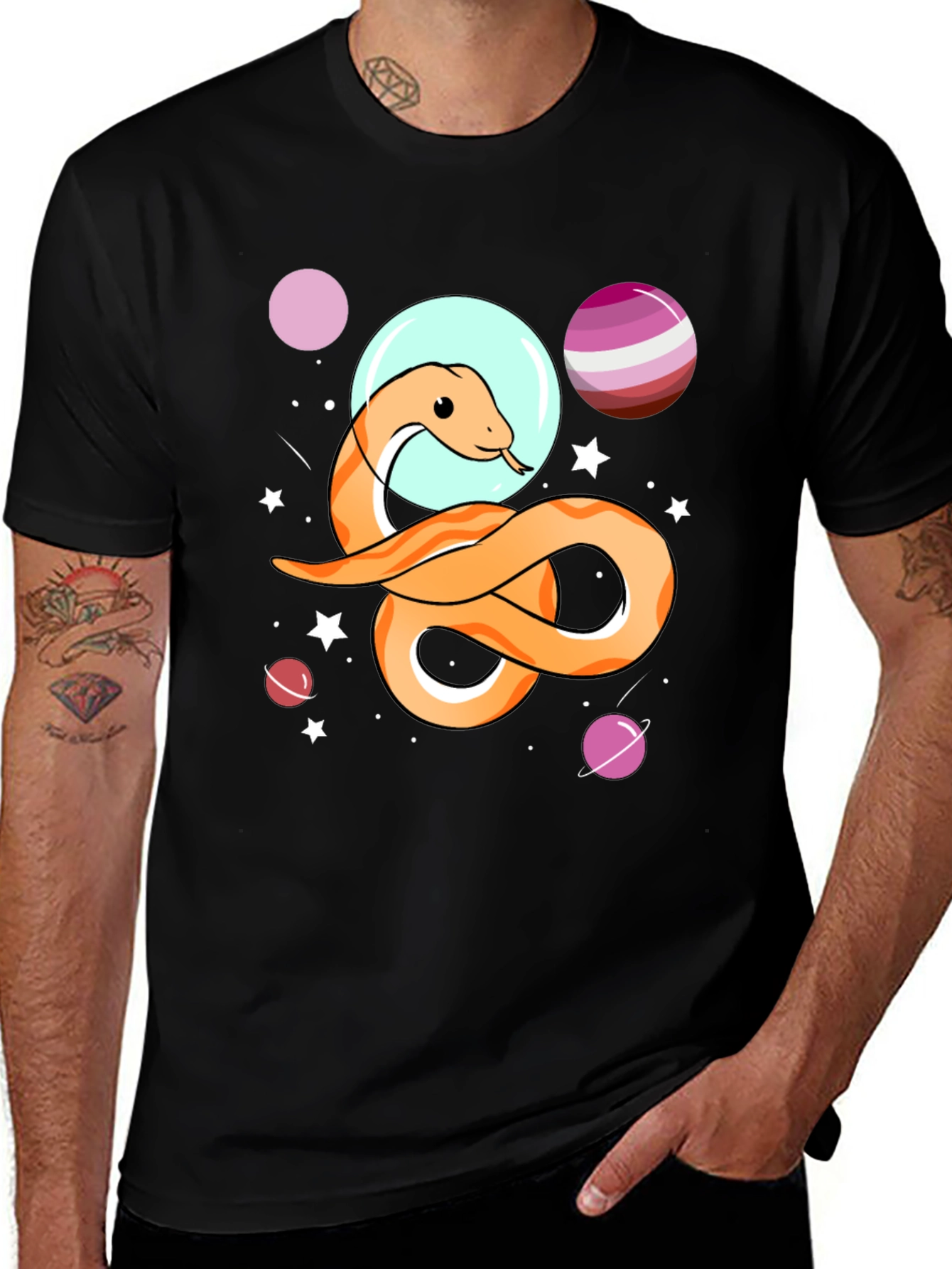 Variant 29 of Space Snake Graphic Tee - Unisex Black T-Shirt