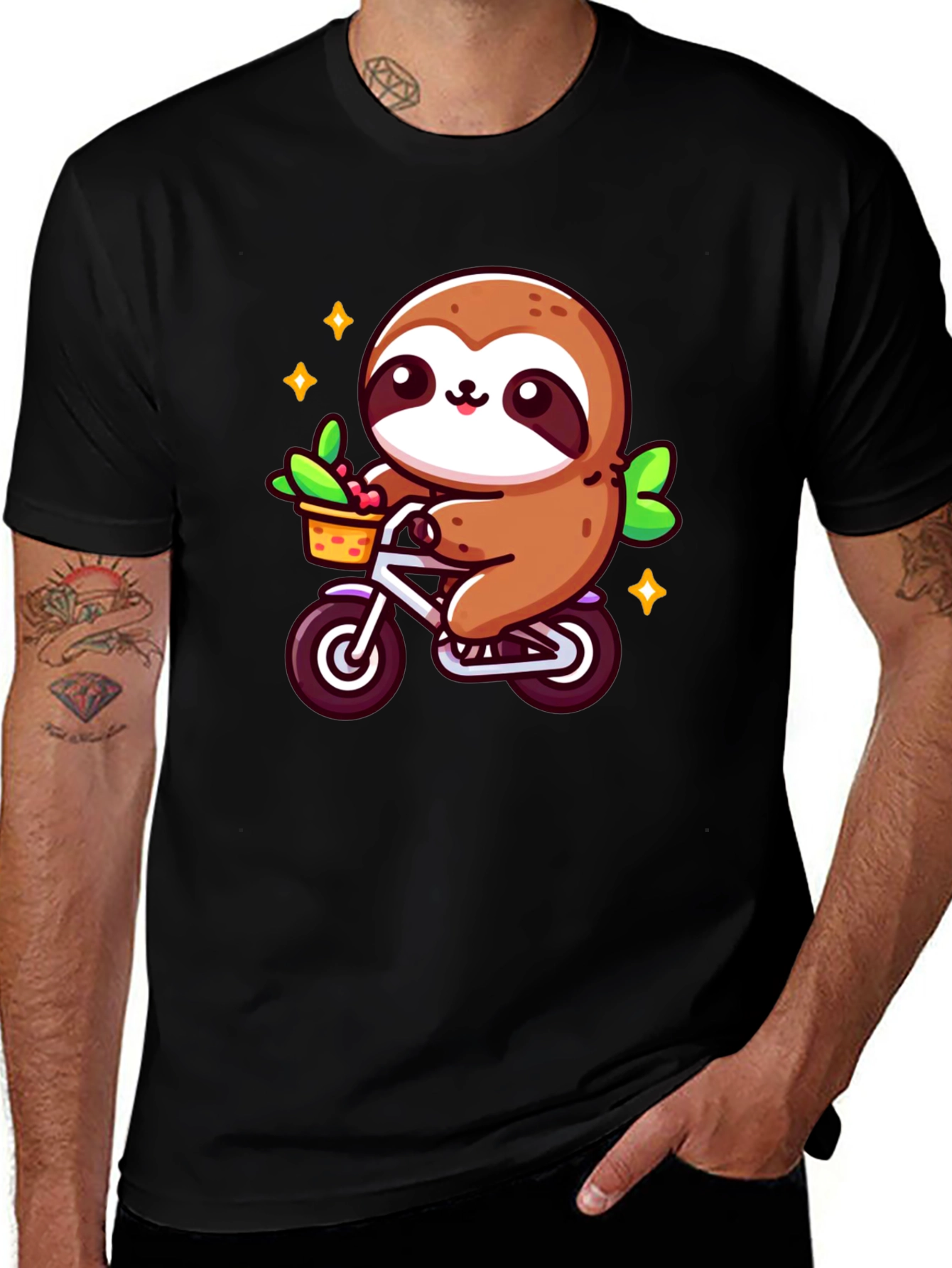 Variant 10 of Sloth on Bicycle Graphic T-Shirt