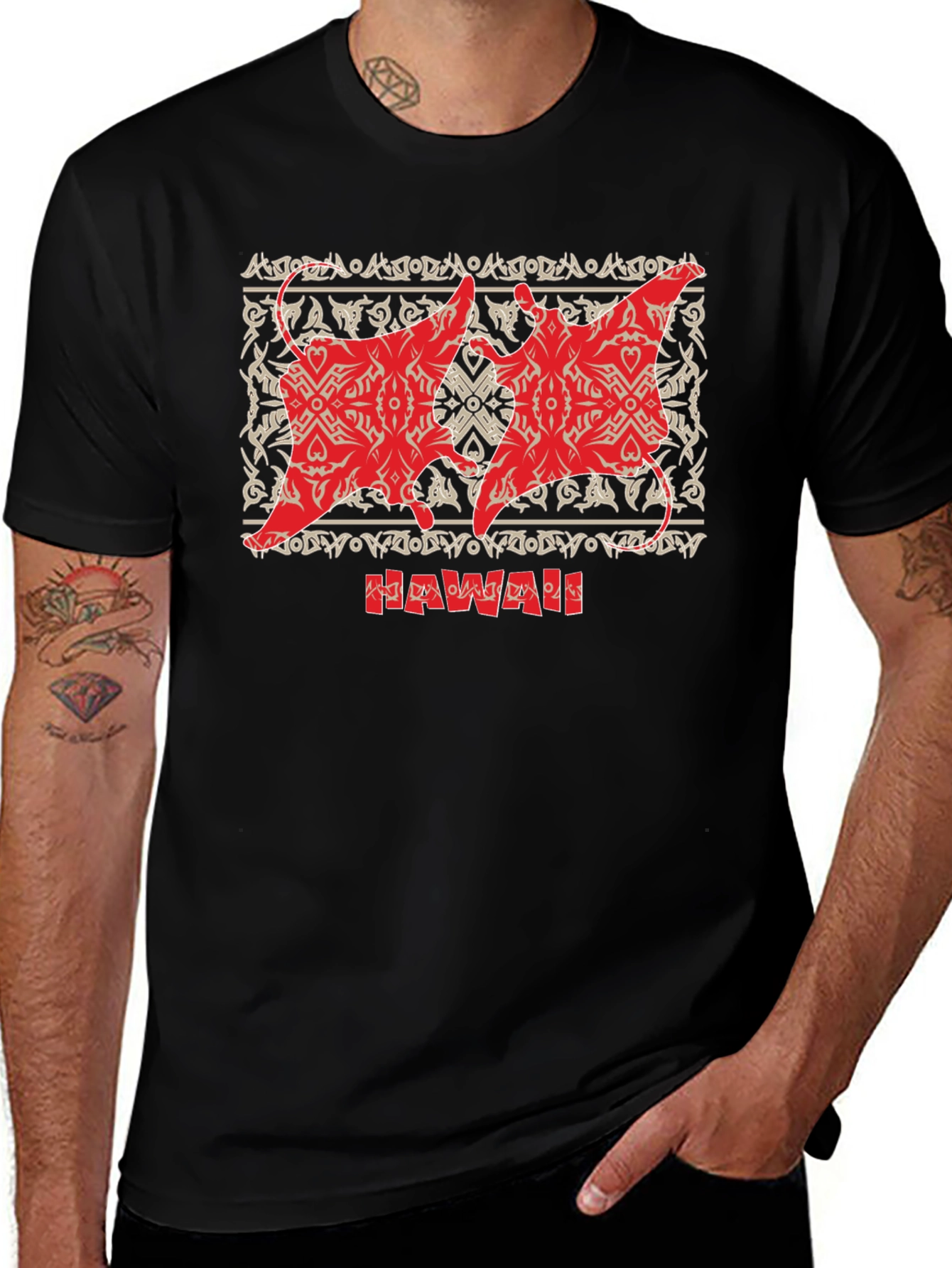 Hawaii Manta Ray Black T-Shirt