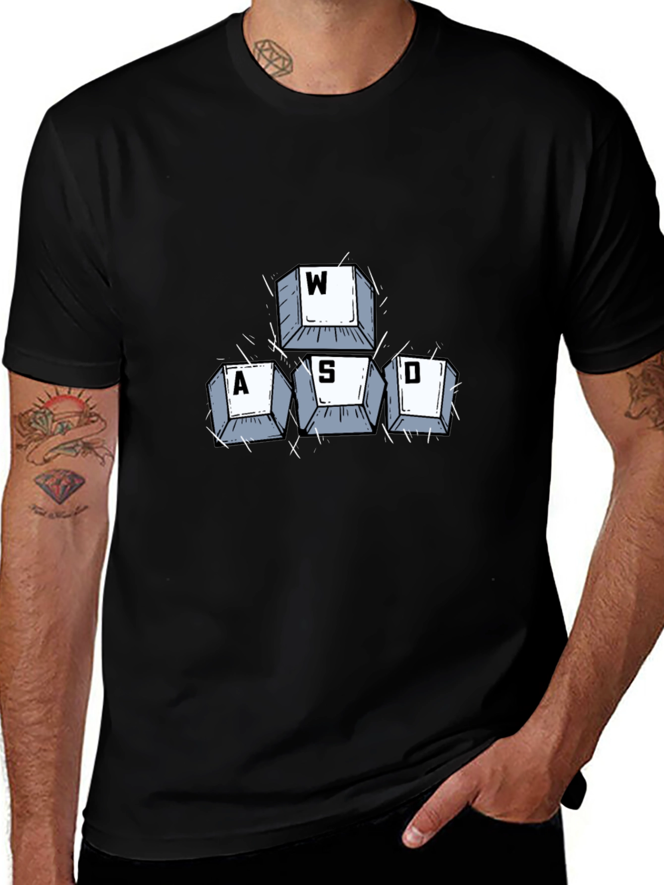 Variant 3 of Gamer Keyboard WASD Keys Black T-Shirt