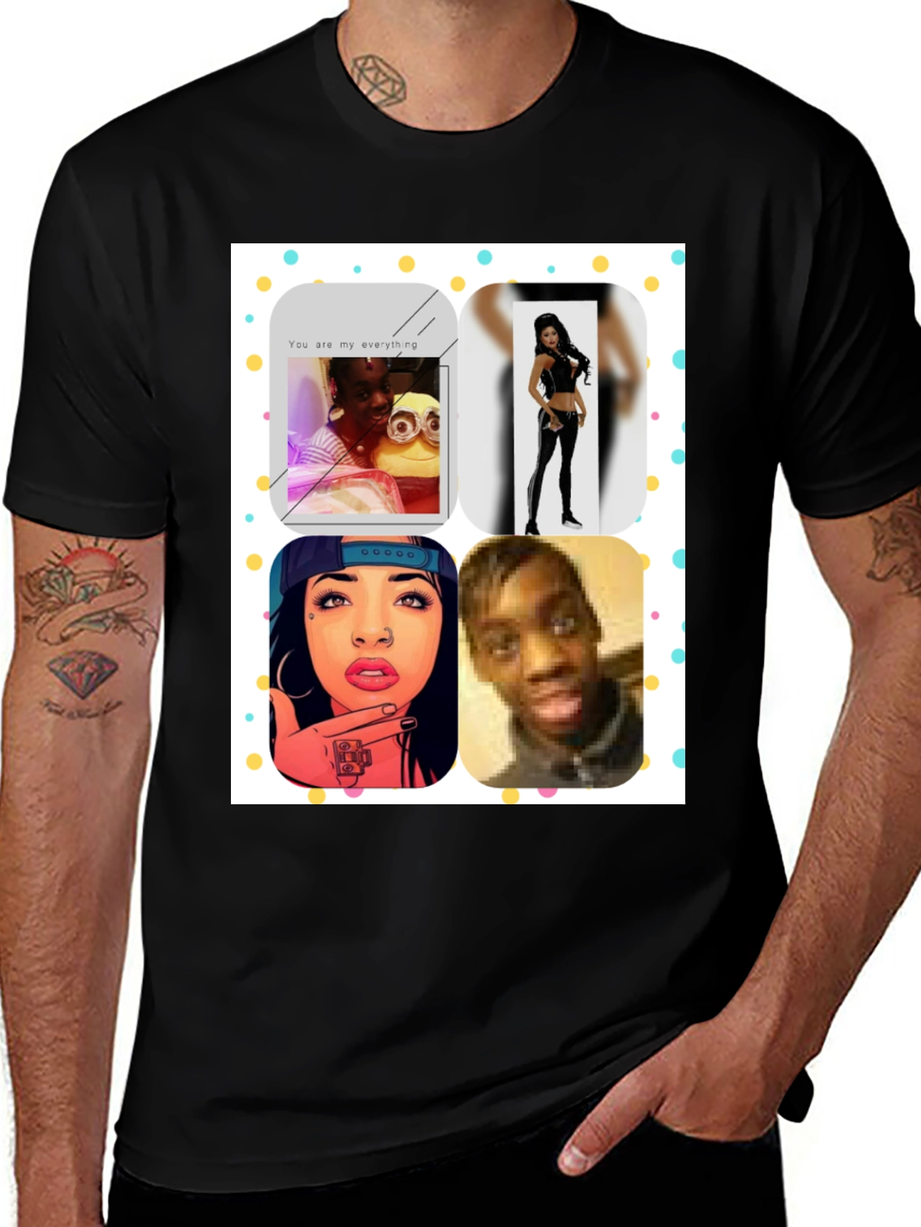 Variant 15 of Personalized Photo Collage Black T-Shirt