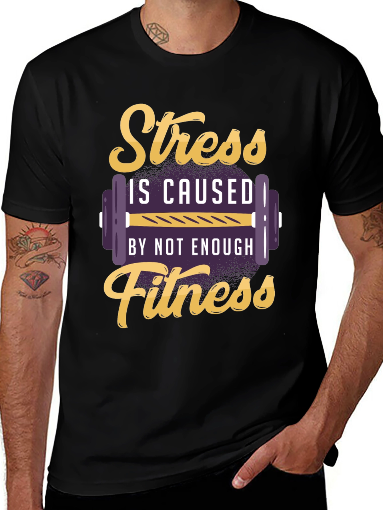 Variant 22 of Stress Fitness T-Shirt - Gym Motivation Tee