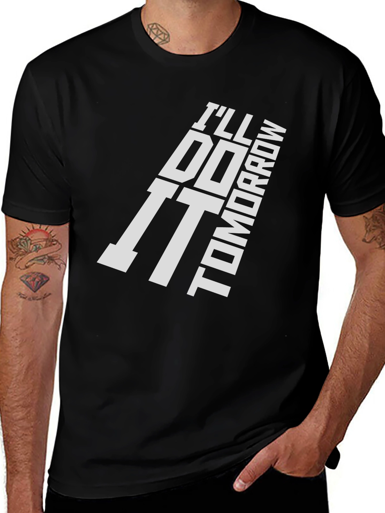 Variant 24 of I'll Do It Tomorrow Black Graphic T-Shirt