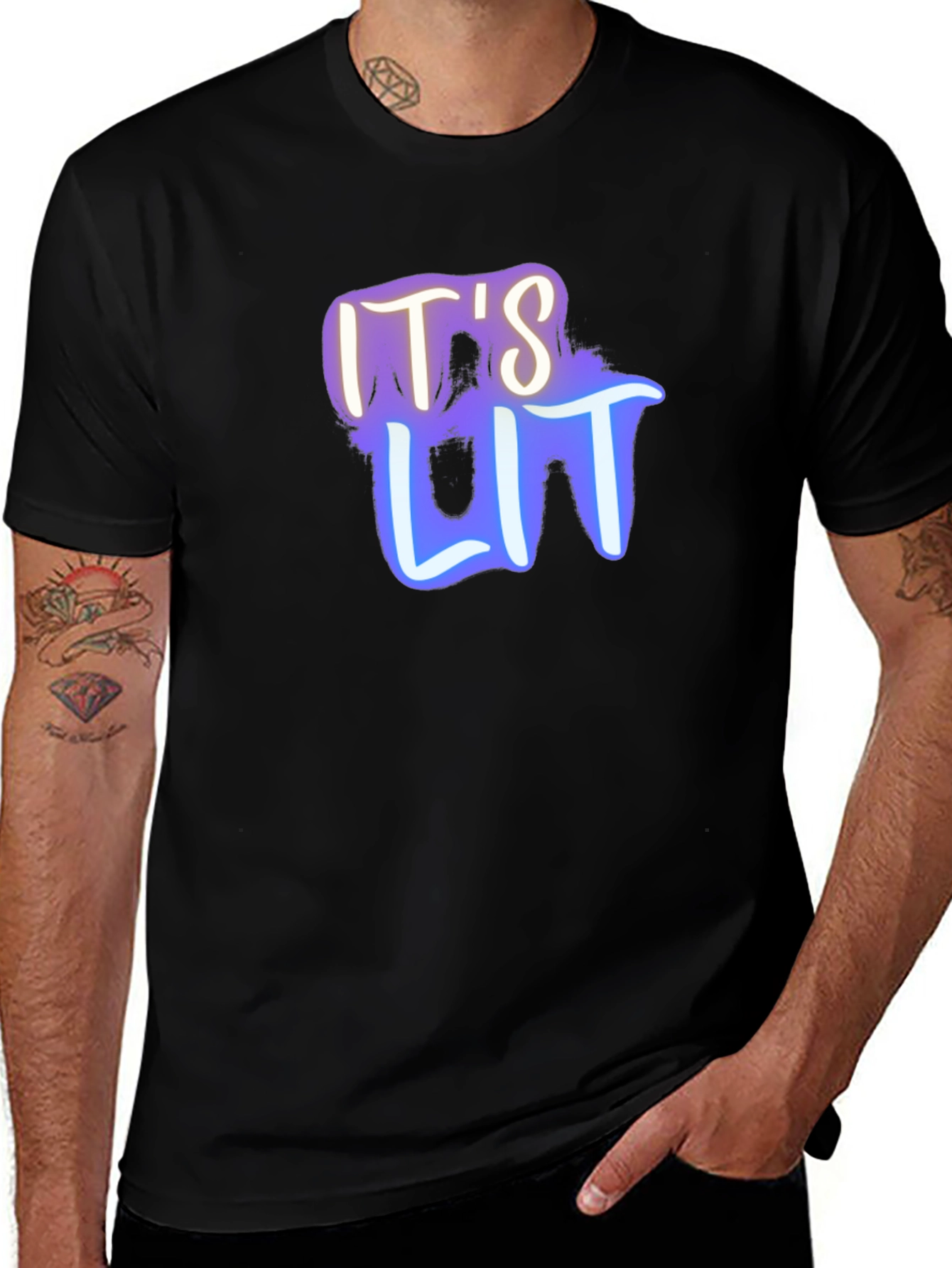 Variant 5 of It's Lit Graphic Tee - Black Cotton T-Shirt