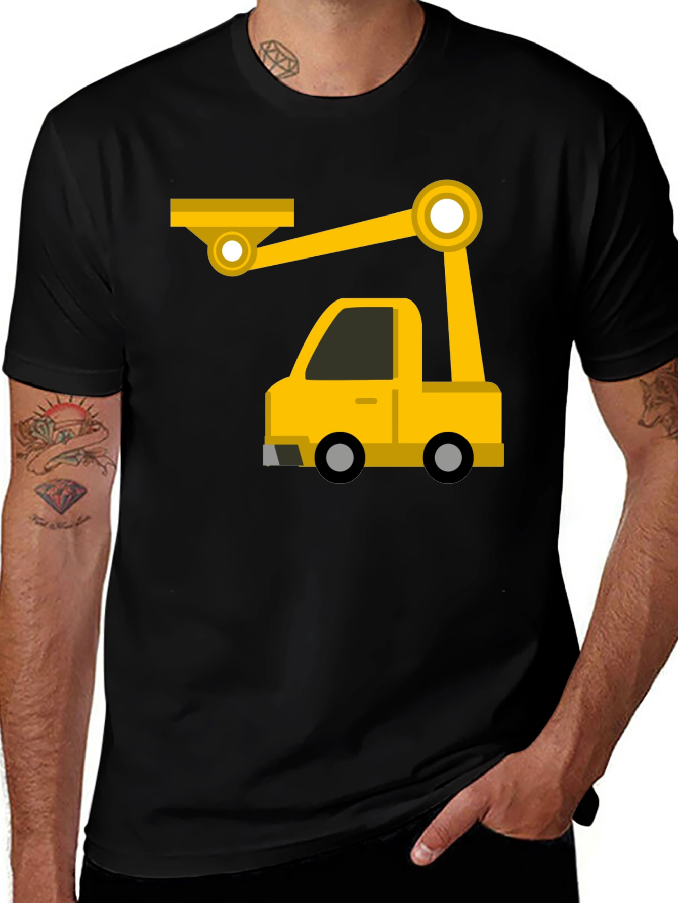 Variant 22 of Construction Truck Graphic Tee - Black Cotton T-Shirt