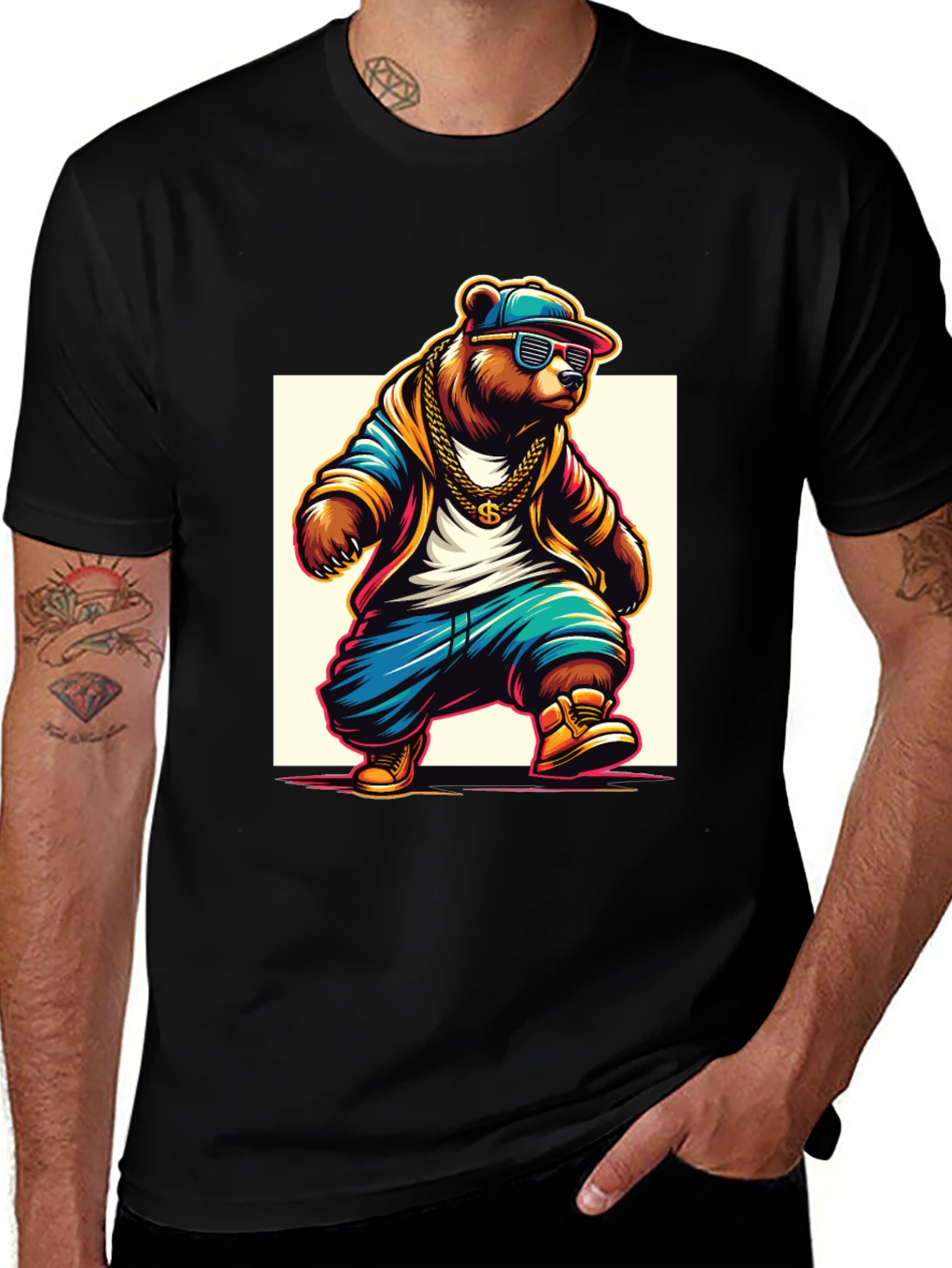 Variant 13 of Cool Bear Hip Hop Graphic Tee