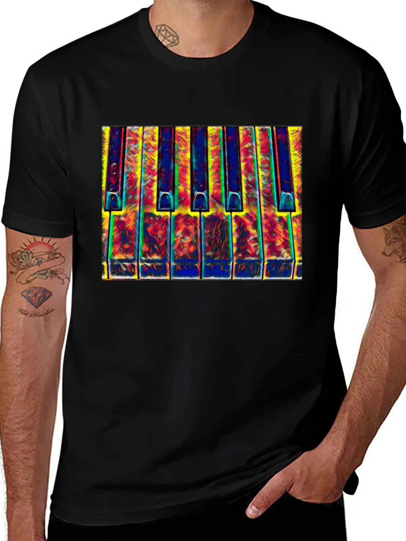 Variant 23 of Psychedelic Piano Keys Graphic T-Shirt