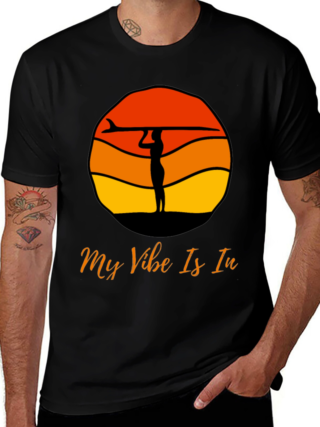 Variant 22 of Surf Vibe Graphic Tee - Black
