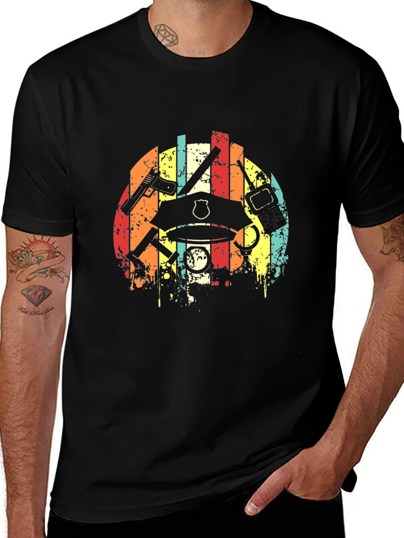 Variant 29 of Vintage Police Gear Graphic Tee - Law Enforcement Pride