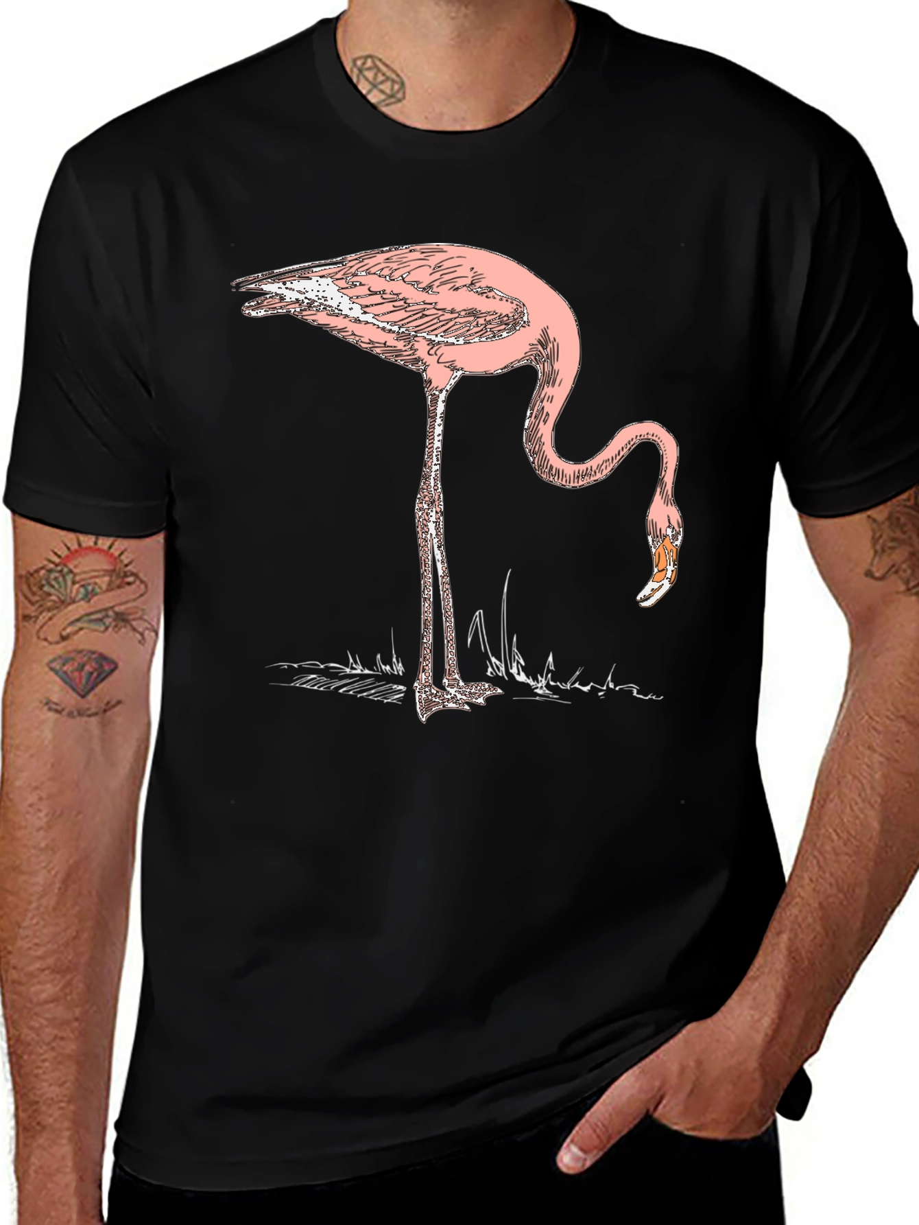 Variant 16 of Flamingo Graphic Tee - Stylish Black Cotton T-Shirt