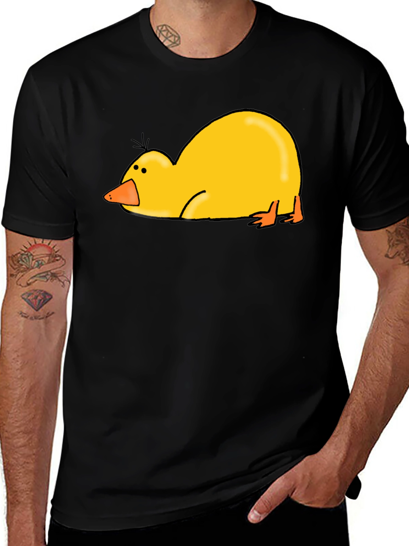Variant 6 of Funny Flat Duck Black T-Shirt