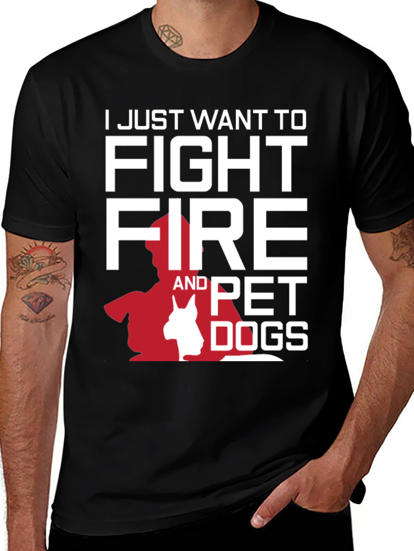 Variant 15 of Fight Fire and Pet Dogs Graphic Tee