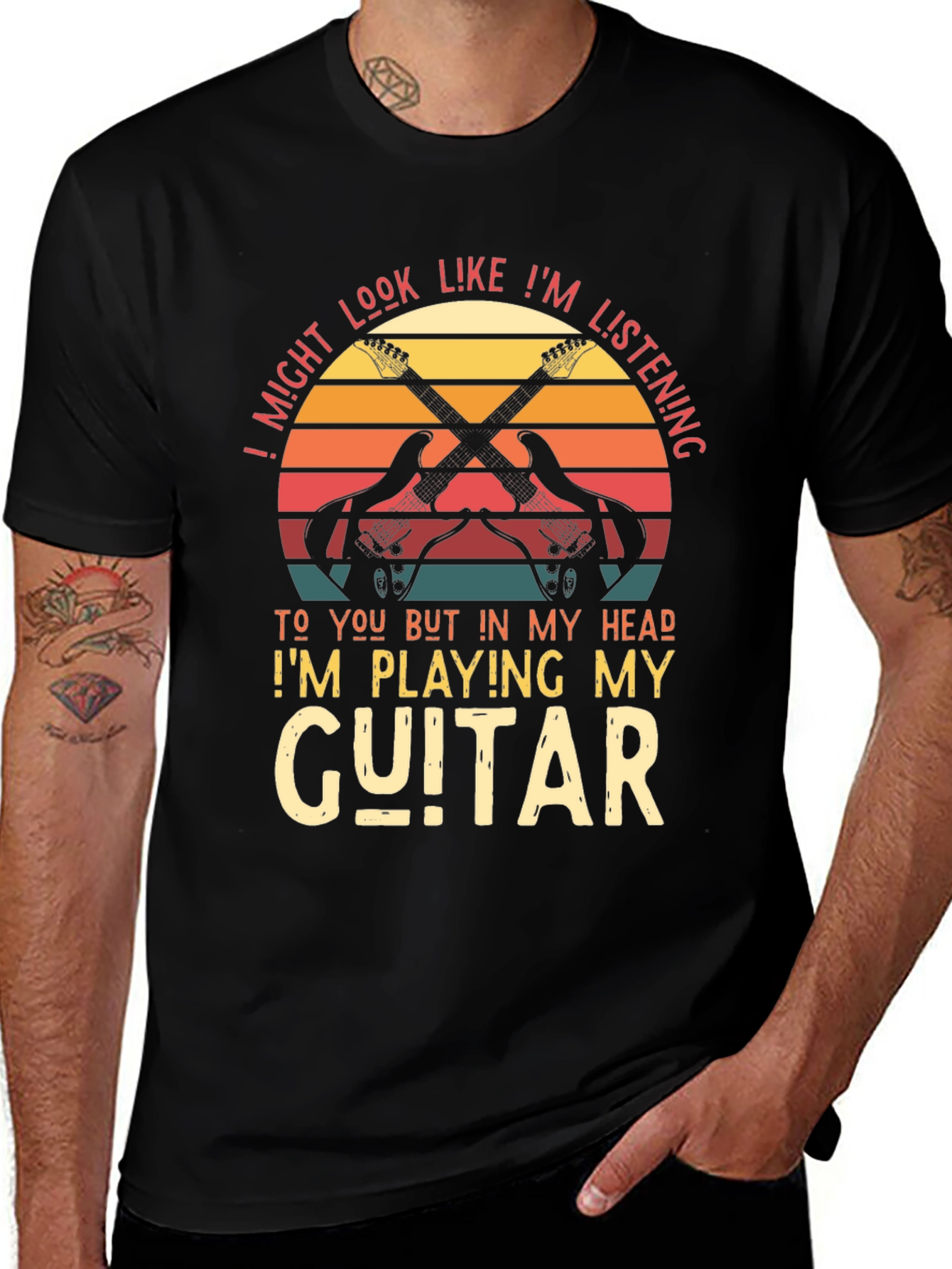 Variant 26 of Guitar Player T-Shirt: Listening In My Head