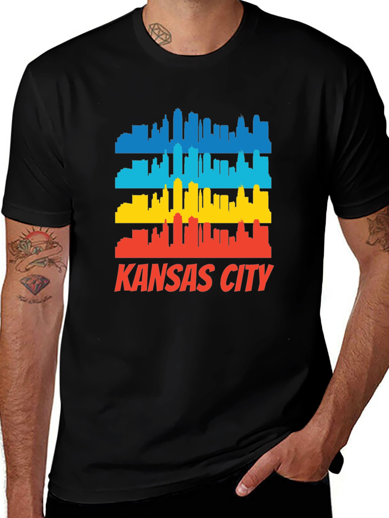 Variant 25 of Kansas City Skyline Graphic Tee - Retro Cityscape T-Shirt