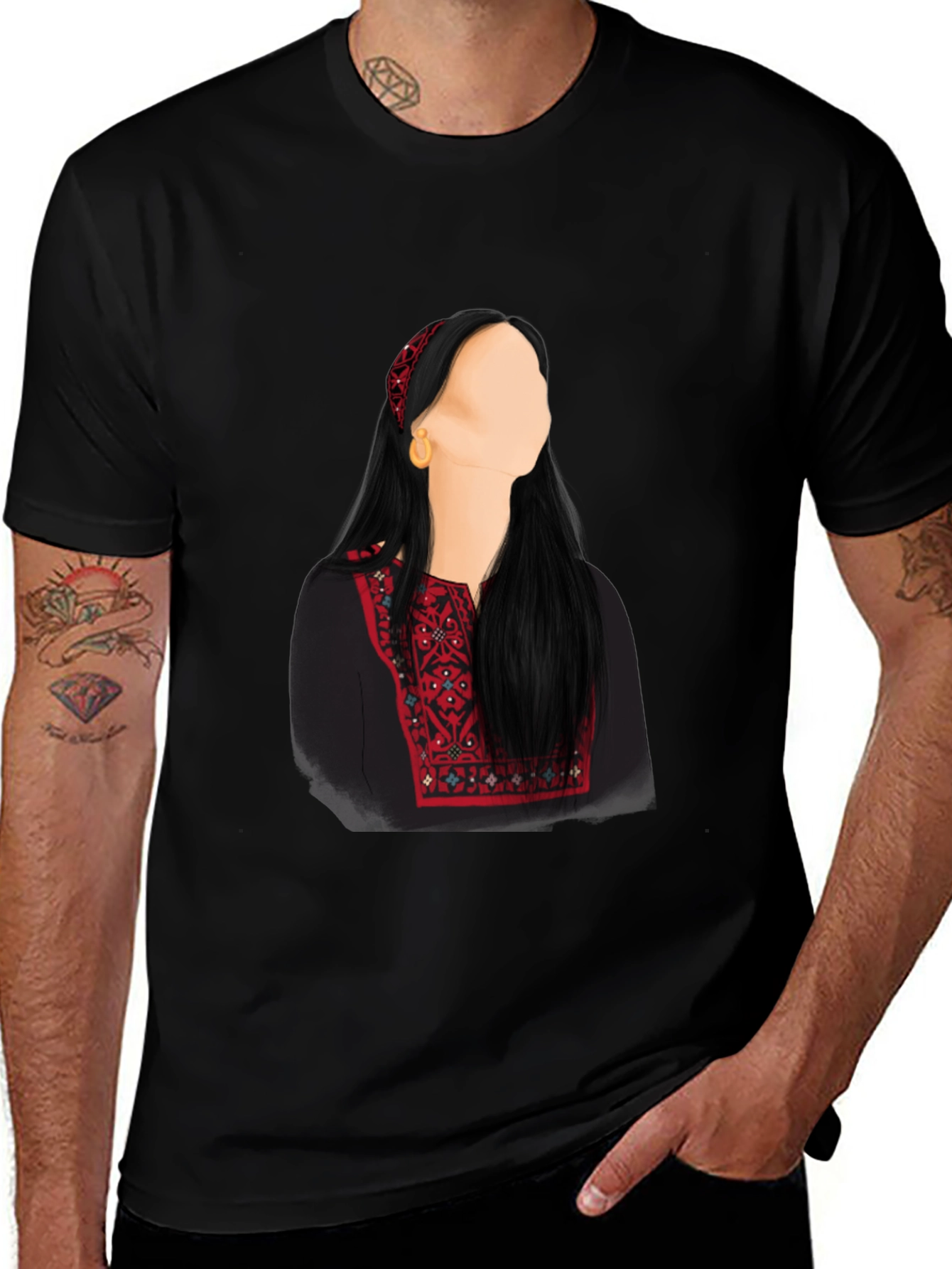 Variant 29 of Embroidered Palestinian Thobe T-Shirt
