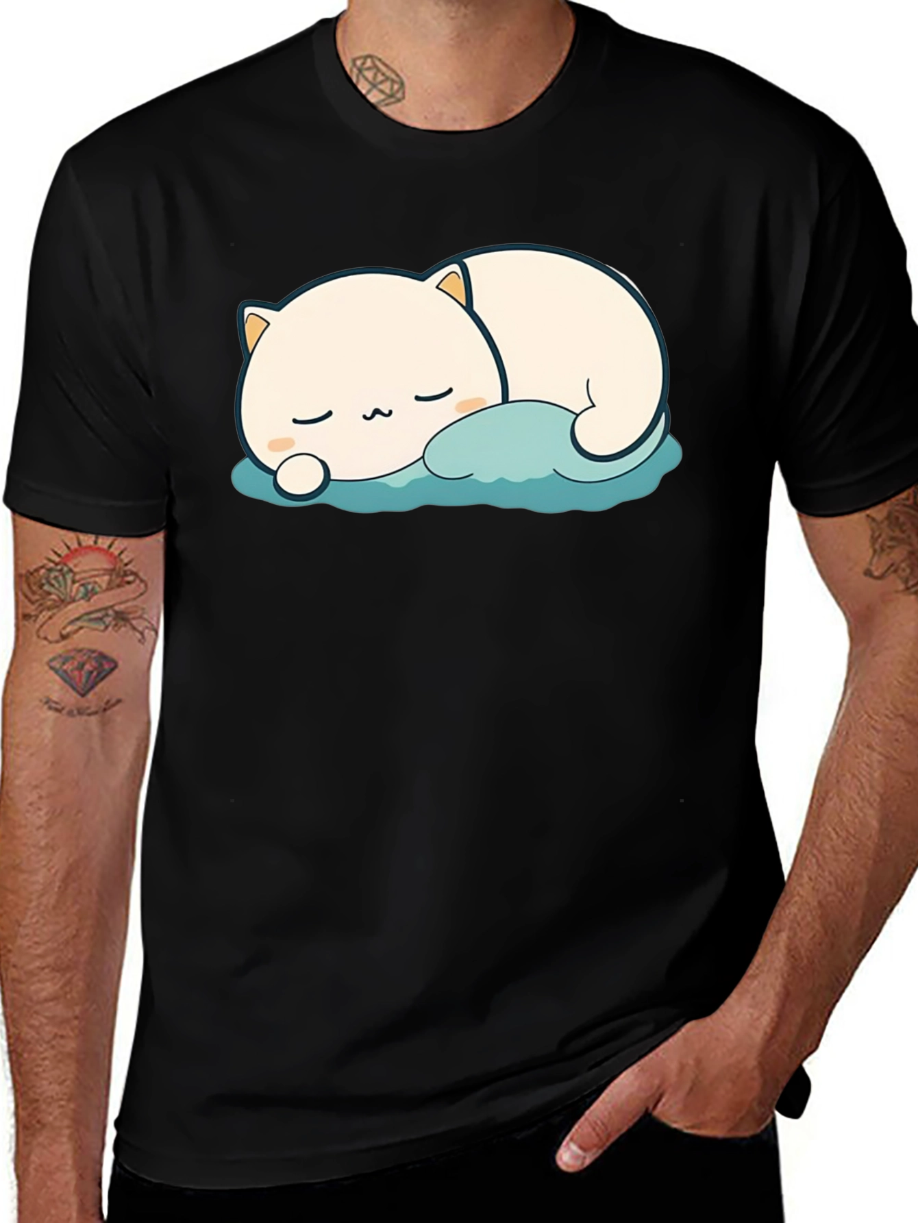 Variant 27 of Cute Sleeping Cat T-Shirt - Soft Cotton Tee