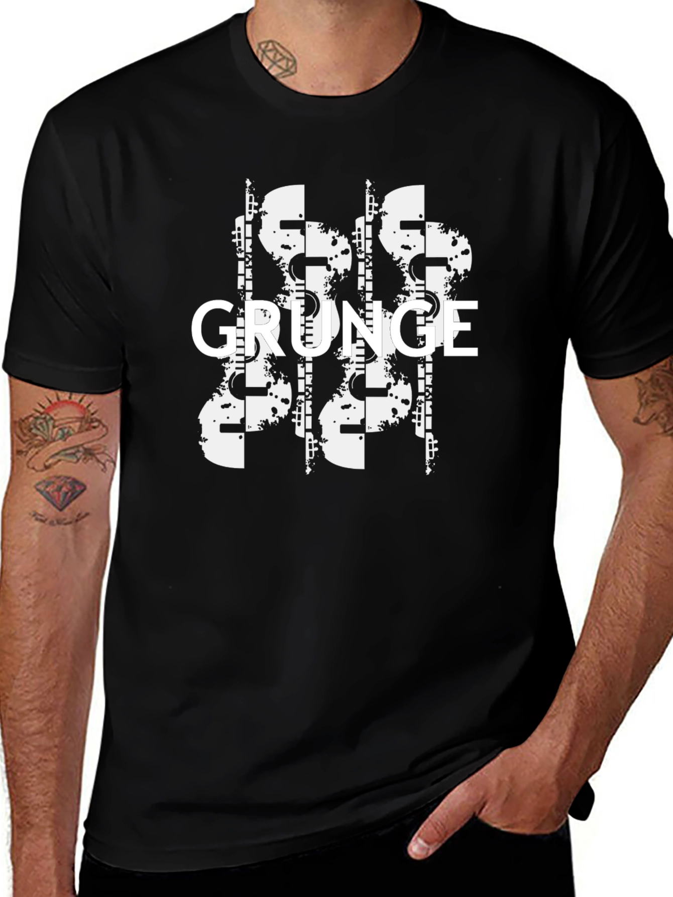 Variant 6 of Grunge Graphic Print Black T-Shirt