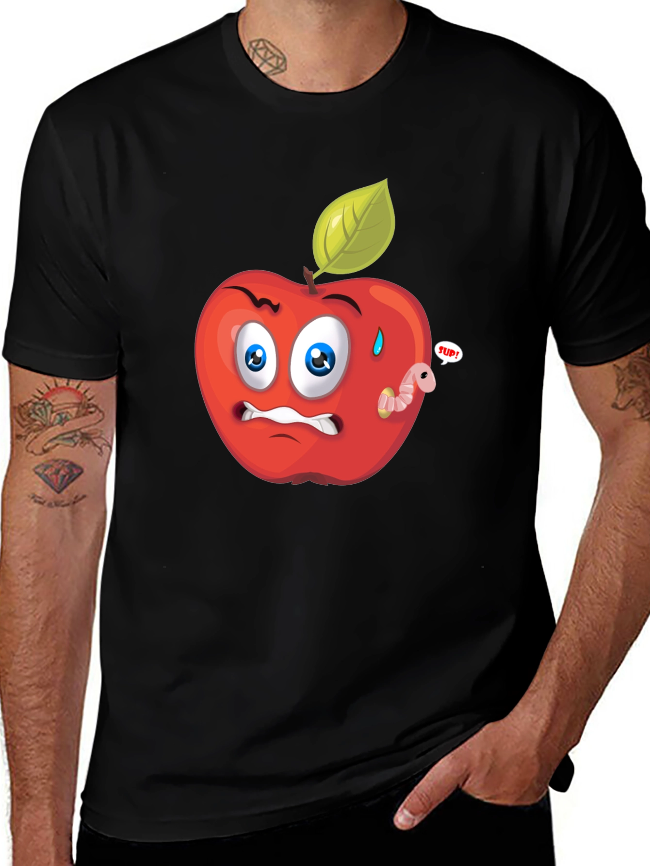 Variant 6 of Funny Apple Cartoon Graphic T-Shirt