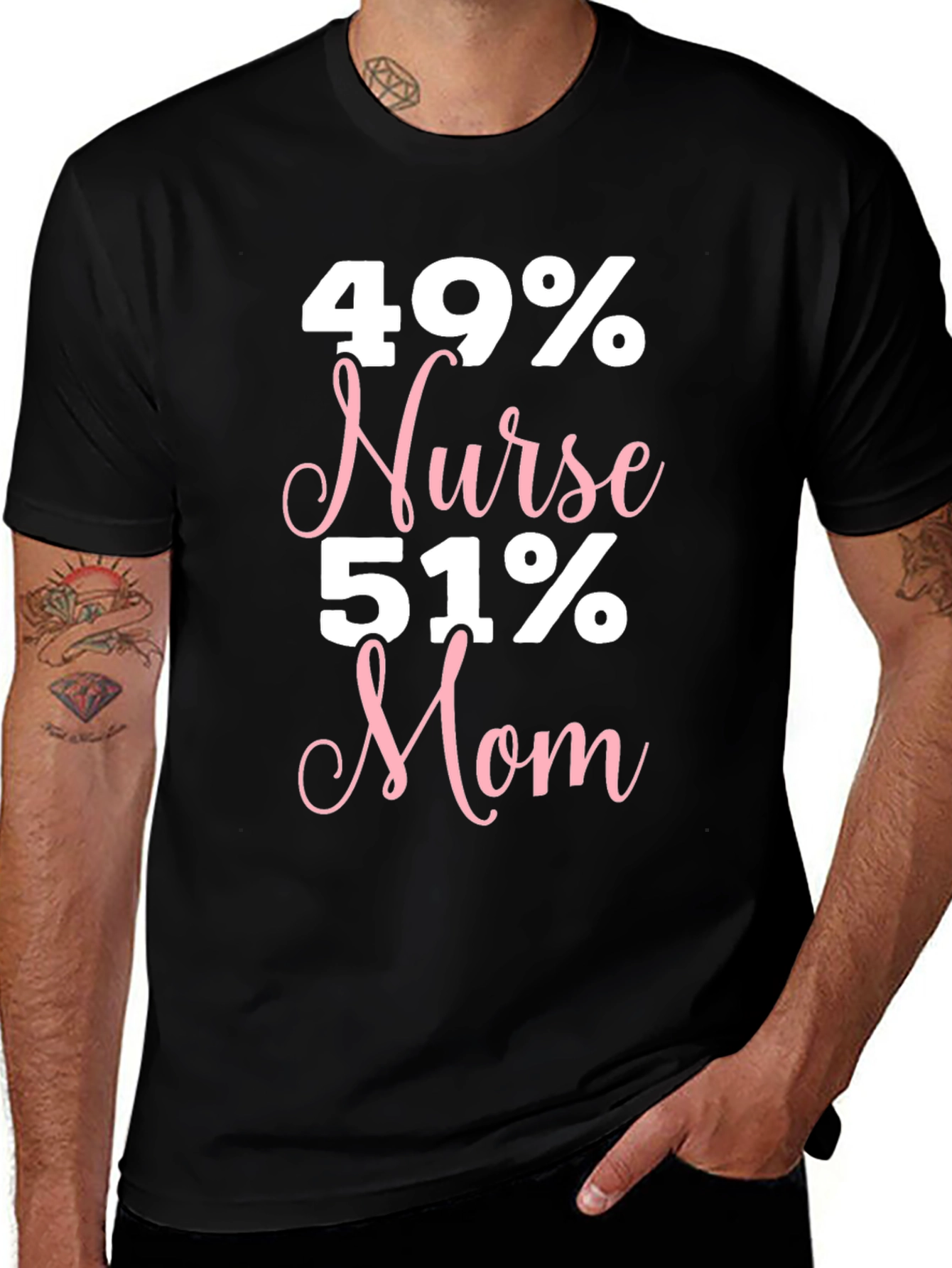 Variant 10 of Nurse Mom T-Shirt - 49% Nurse 51% Mom Graphic Tee