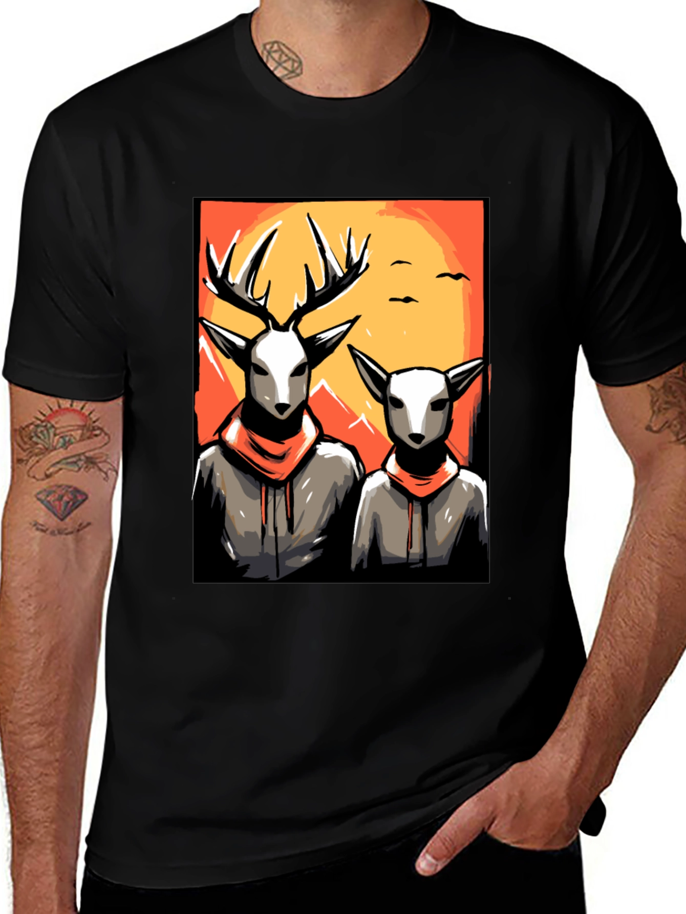 Variant 25 of Deer Duo Graphic Tee - Cool Urban Style